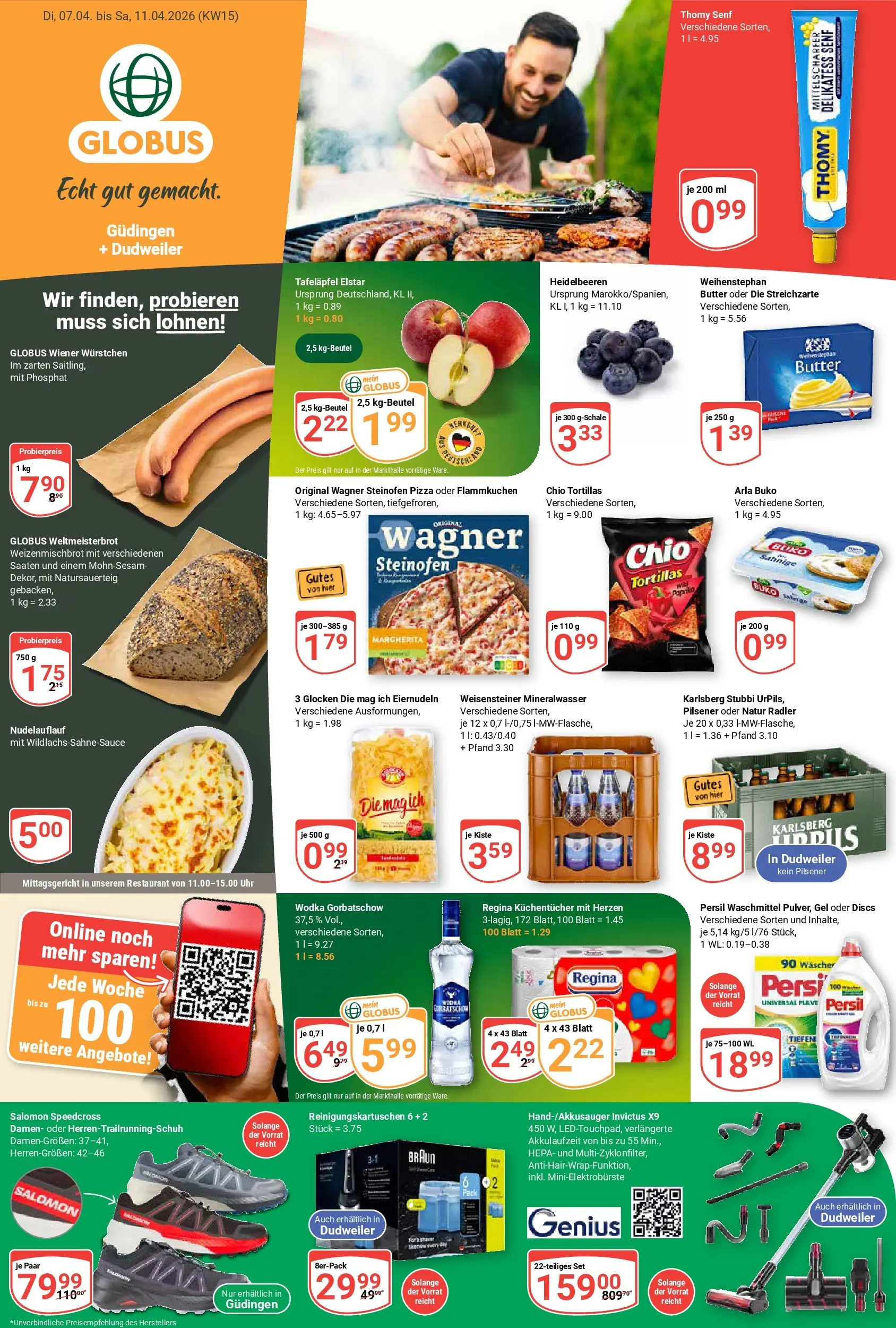 Globus prospekt Saarbrücken-Güdingen	 (ab 07.04.2026) » Angebote online | Seite: 1 | Produkte: Butter, Mineralwasser, Arla buko, Chio tortillas