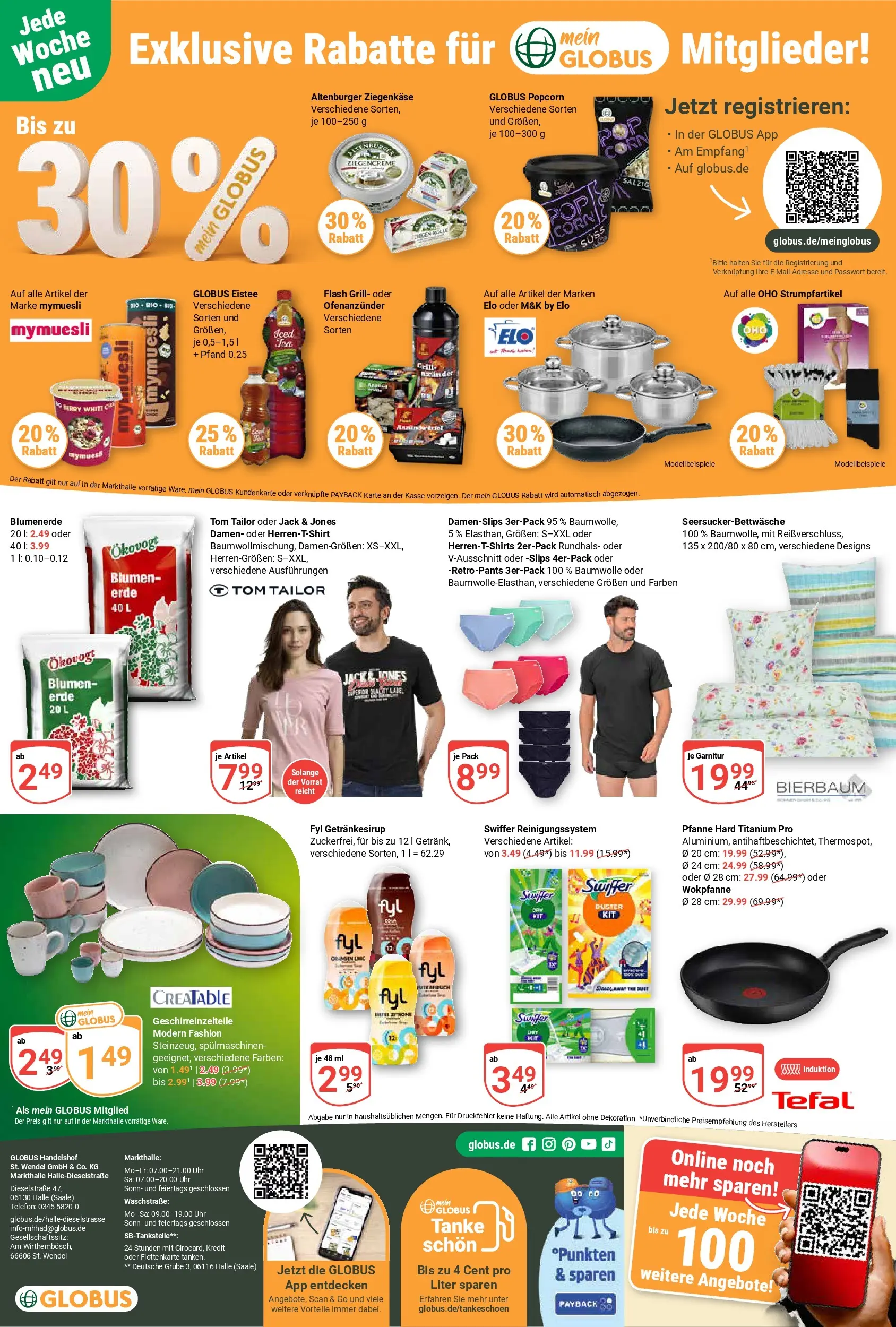 Globus prospekt Halle (saale)	 (ab 07.04.2026) » Angebote online | Seite: 23 | Produkte: Ziegenkäse, Blumen, Swiffer, Uhr