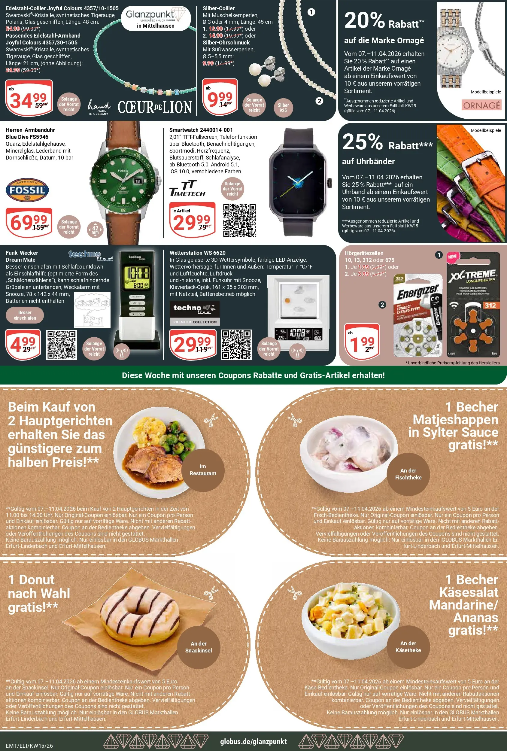 Globus prospekt Erfurt-Linderbach	 (ab 07.04.2026) » Angebote online | Seite: 22 | Produkte: Wetterstation, Smartwatch, Batterien, Ananas