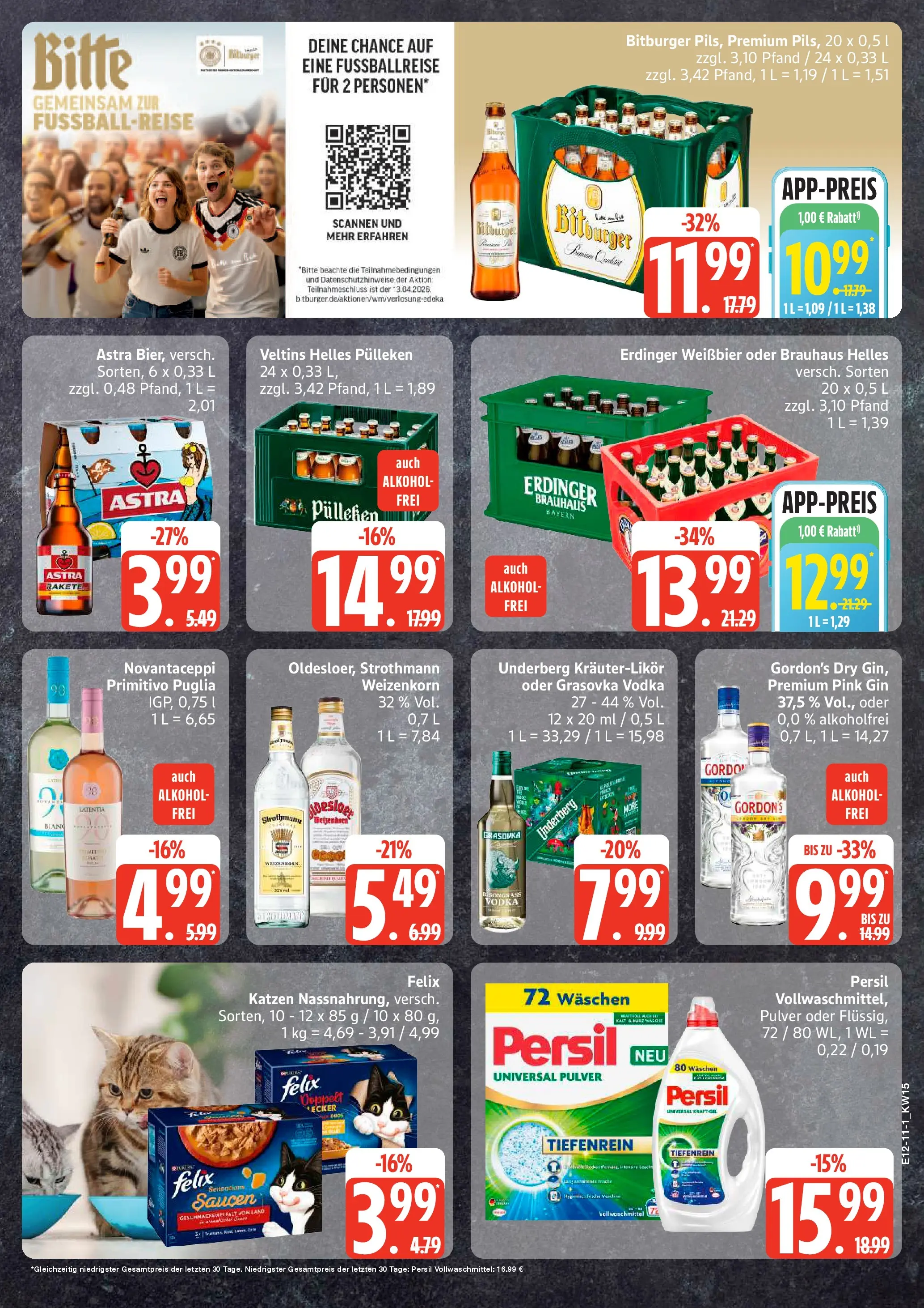 Edeka prospekt Hamburg	 (ab 05.04.2026) » Angebote Online | Seite: 11 | Produkte: Bitburger, Gin, Veltins, Persil
