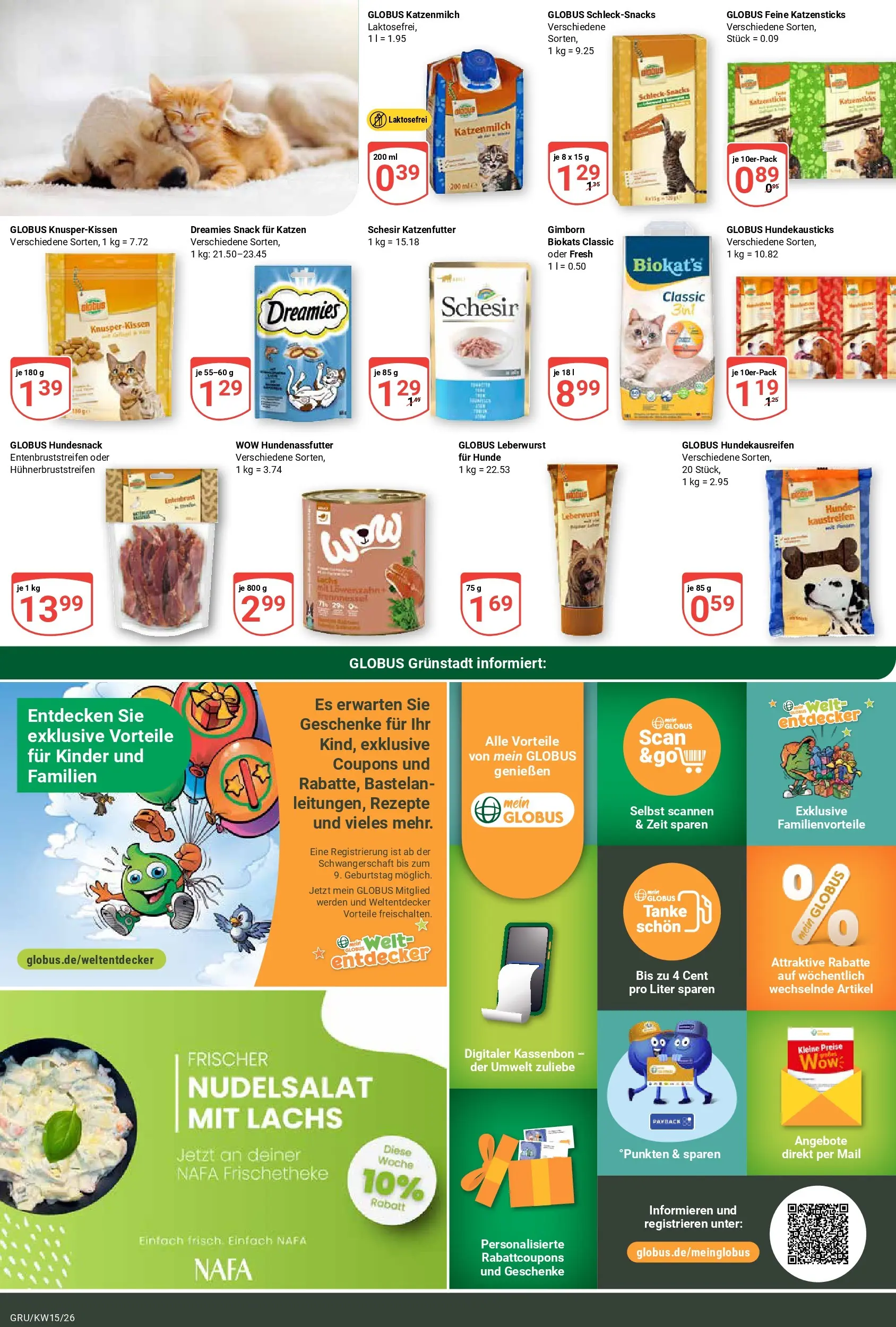Globus prospekt Grünstadt	 (ab 07.04.2026) » Angebote online | Seite: 18 | Produkte: Katzenfutter, Lachs