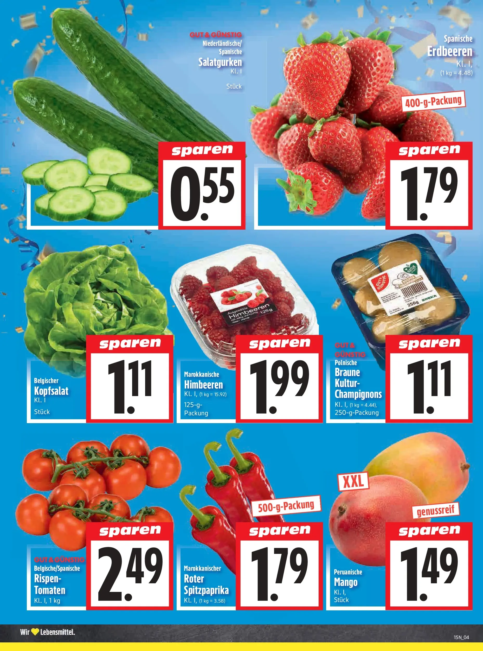 Angebote - Edeka Hahner: Wochenangebote (ab 05.04.2026) zum Blättern | Seite: 6 | Produkte: Himbeeren, Tomaten, Champignons, Mango
