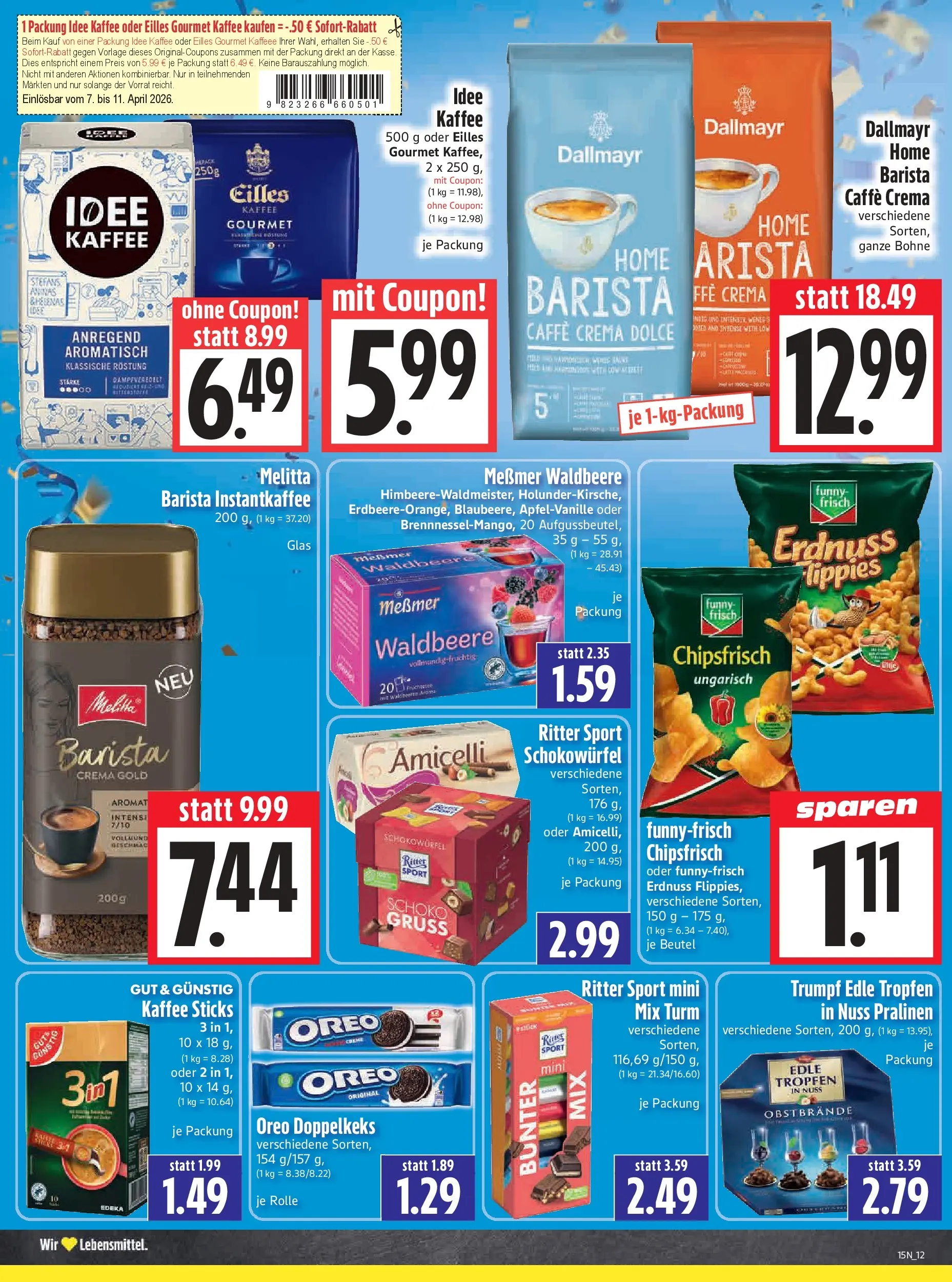 Angebote - Edeka Hahner: Wochenangebote (ab 05.04.2026) zum Blättern | Seite: 14 | Produkte: Melitta, Ritter sport, Funny frisch, Dallmayr
