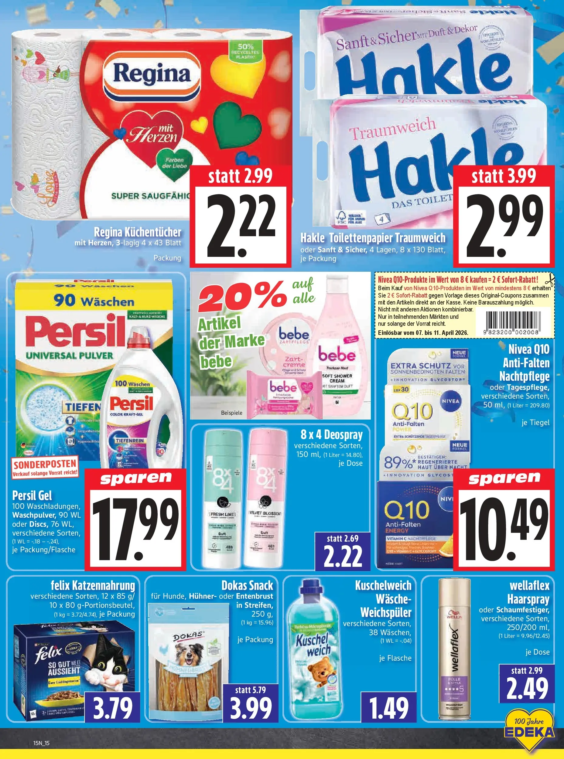 Angebote - Edeka Hahner: Wochenangebote (ab 05.04.2026) zum Blättern | Seite: 17 | Produkte: Creme, Deospray, Persil, Toilettenpapier