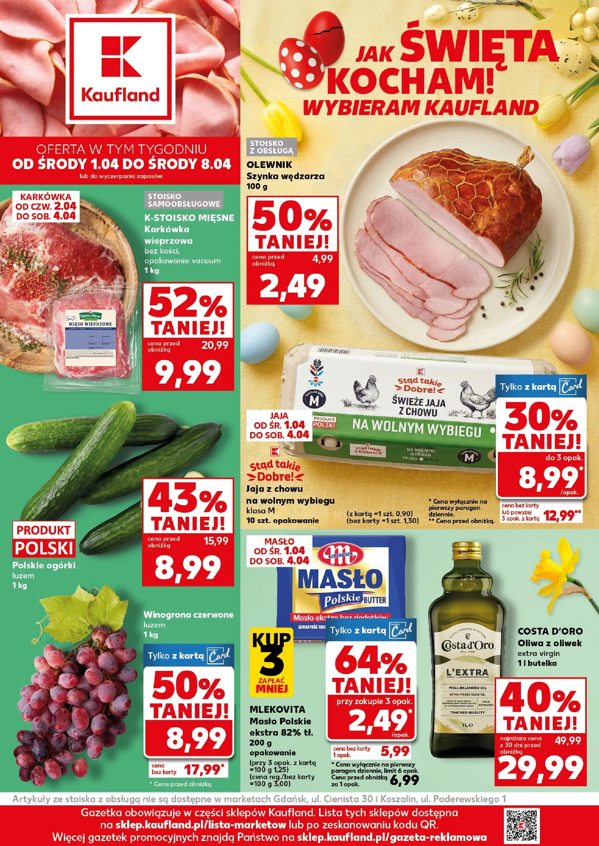 Kaufland gazetka od 01.04.2026 - od jutra PDF | Strona: 1 | Produkty: Karkówka, Karkówka wieprzowa, Masło, Ogórki