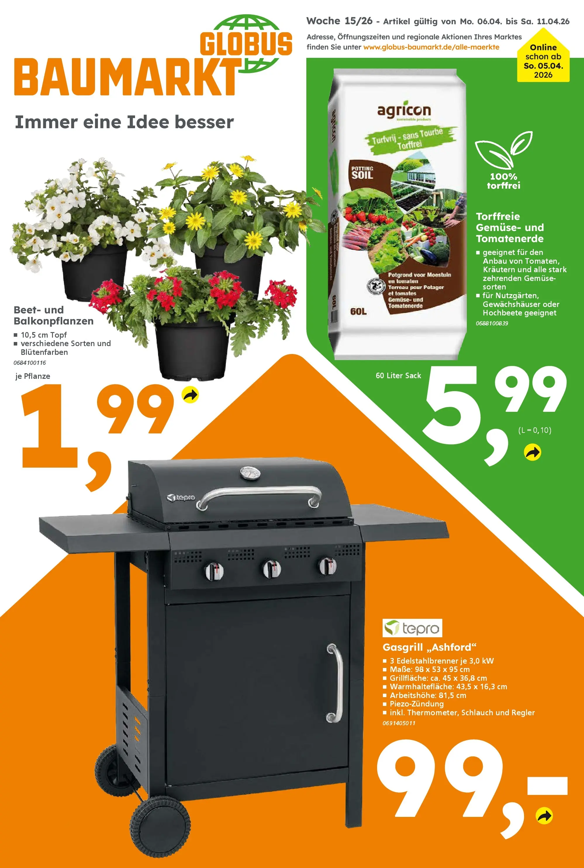 Globus Baumarkt Prospekt Dresden	 (ab 06.04.2026) zum Blättern | Seite: 1 | Produkte: Gemüse