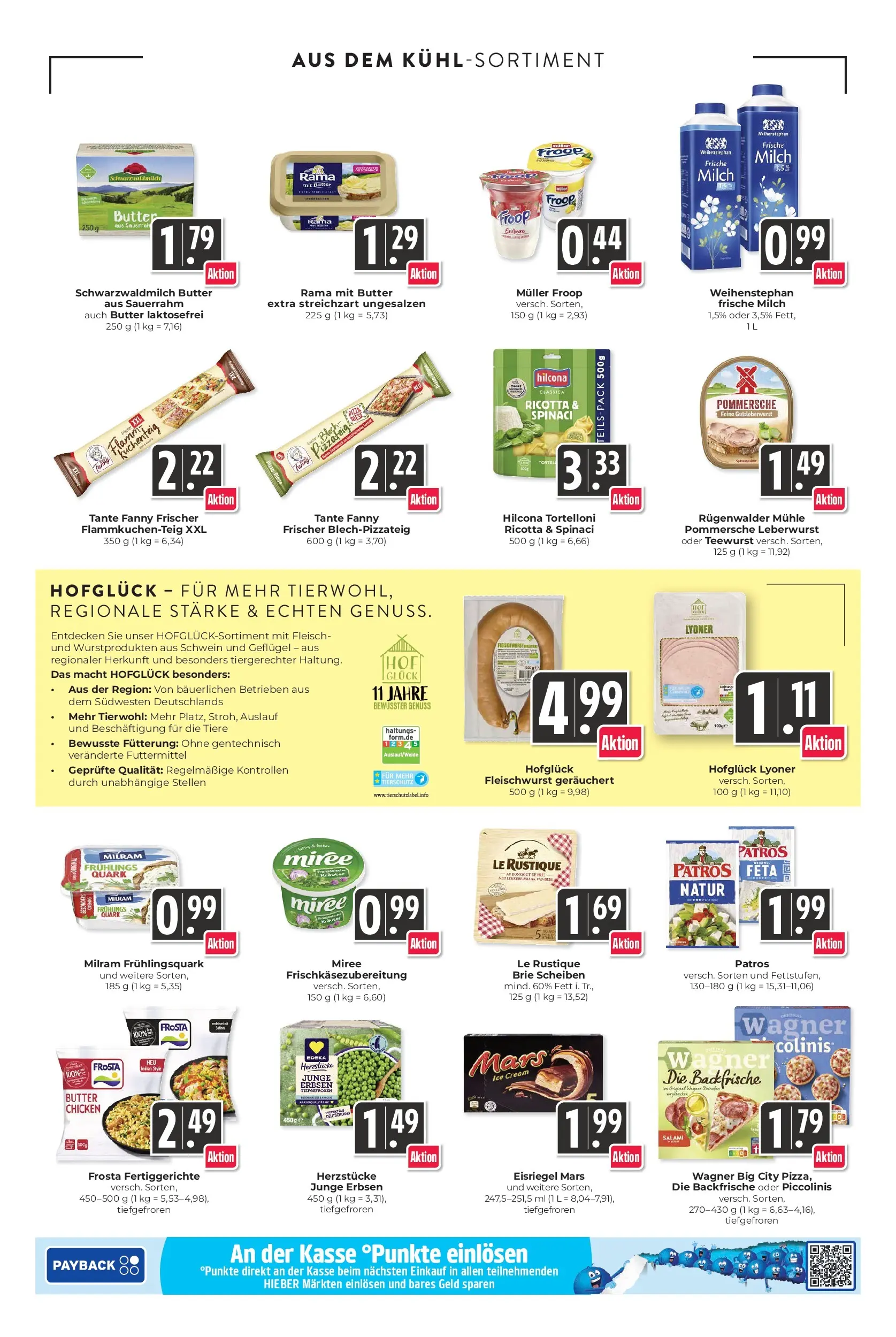 Angebote - Hieber's Frischecenter: Meine Woche (ab 05.04.2026) zum Blättern | Seite: 6 | Produkte: Quark, Butter, Frosta, Fertiggerichte