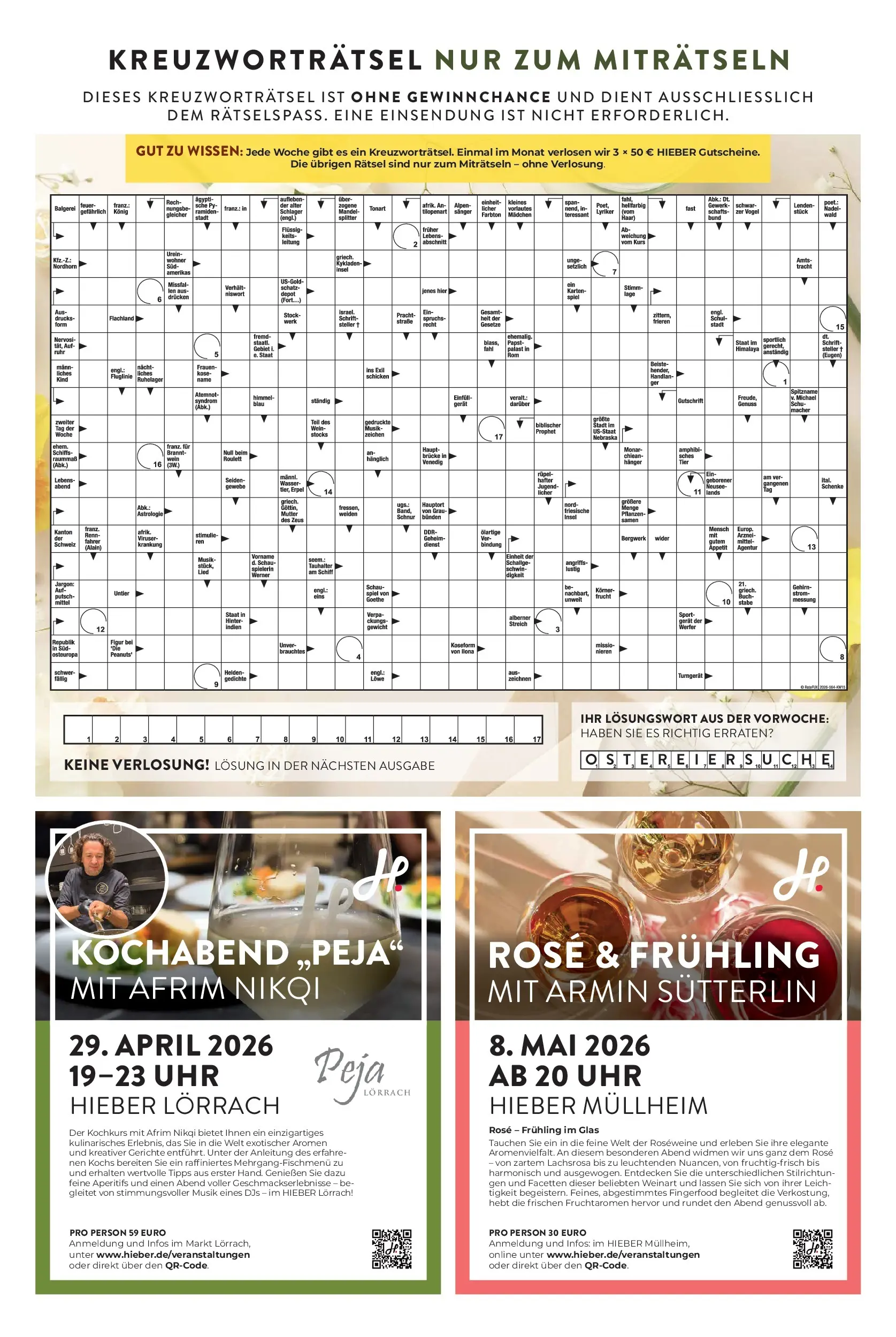 Angebote - Hieber's Frischecenter: Meine Woche (ab 05.04.2026) zum Blättern | Seite: 11 | Produkte: Spiel, Wasser, Wein, Uhr