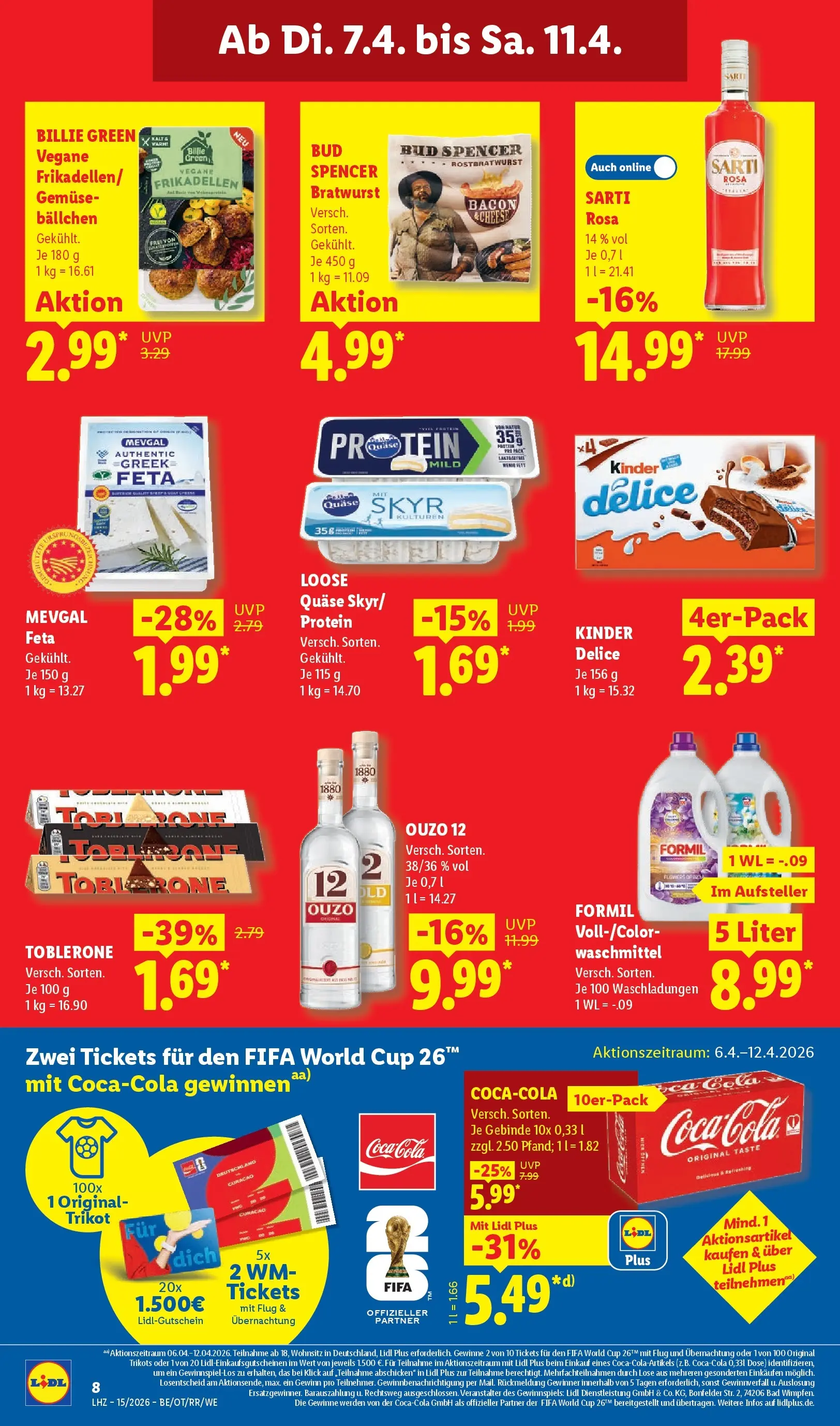 Lidl Prospekt Senftenberg (ab 05.04.2026) zum Blättern » Angebote | Seite: 14 | Produkte: Ouzo 12, Ouzo, Feta, Bratwurst