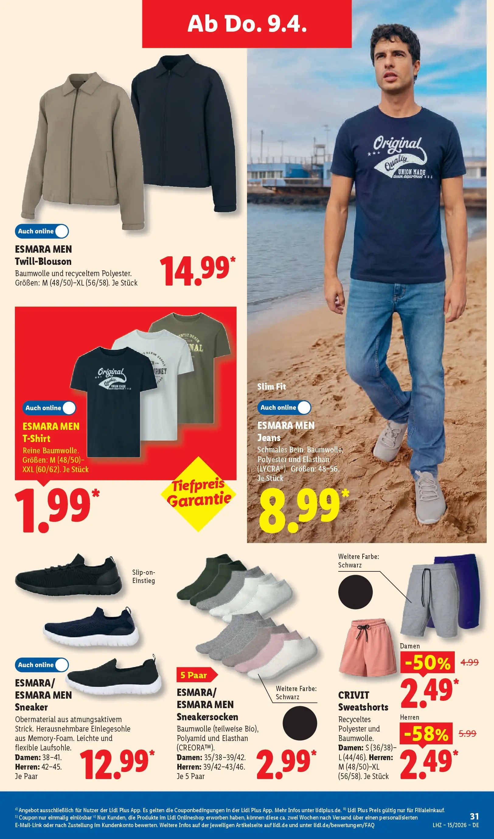 Lidl Prospekt Senftenberg (ab 05.04.2026) zum Blättern » Angebote | Seite: 45 | Produkte: Sweatshorts, Jeans