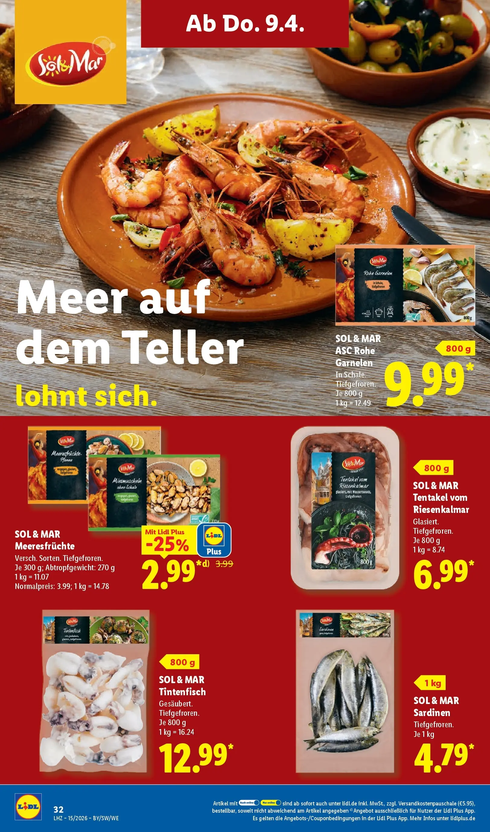 Lidl Prospekt Plettenberg (ab 05.04.2026) zum Blättern » Angebote | Seite: 46 | Produkte: Garnelen, Tintenfisch, Meeresfrüchte