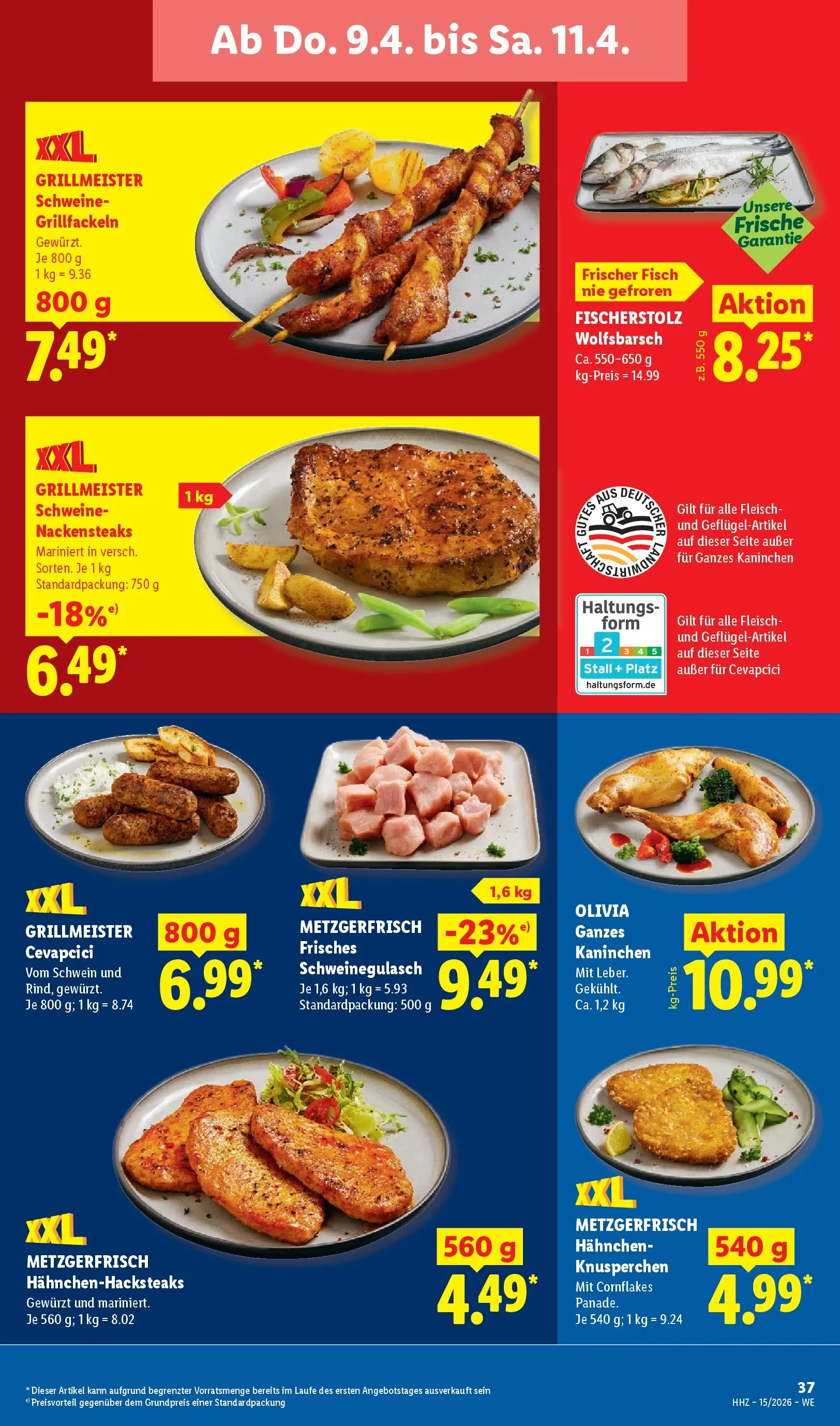 Lidl Prospekt Plettenberg (ab 05.04.2026) zum Blättern » Angebote | Seite: 55 | Produkte: Schweinegulasch, Nackensteaks, Kaninchen, Cevapcici