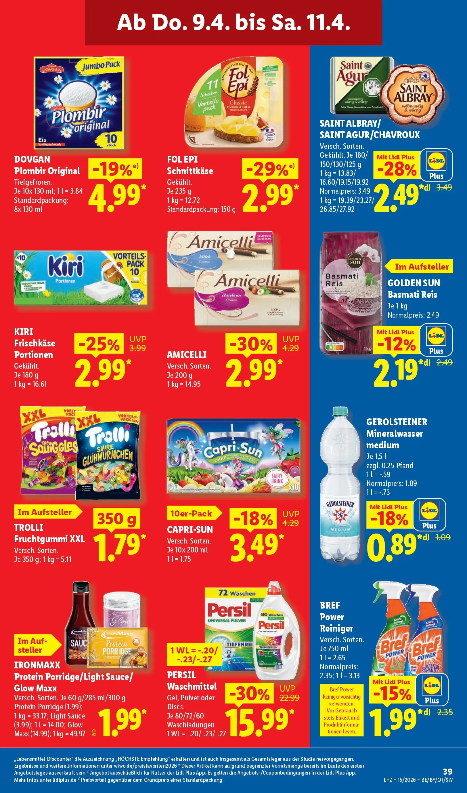 Lidl Prospekt Senftenberg (ab 05.04.2026) zum Blättern » Angebote | Seite: 57 | Produkte: Milch, Mineralwasser, Waschmittel, Persil