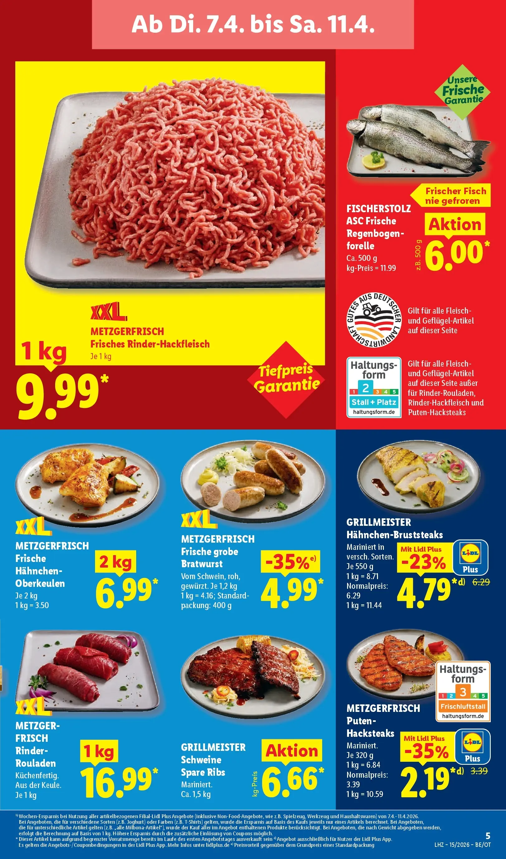 Lidl Prospekt Senftenberg (ab 05.04.2026) zum Blättern » Angebote | Seite: 11 | Produkte: Hahnchen, Bratwurst, Fisch, Fleisch