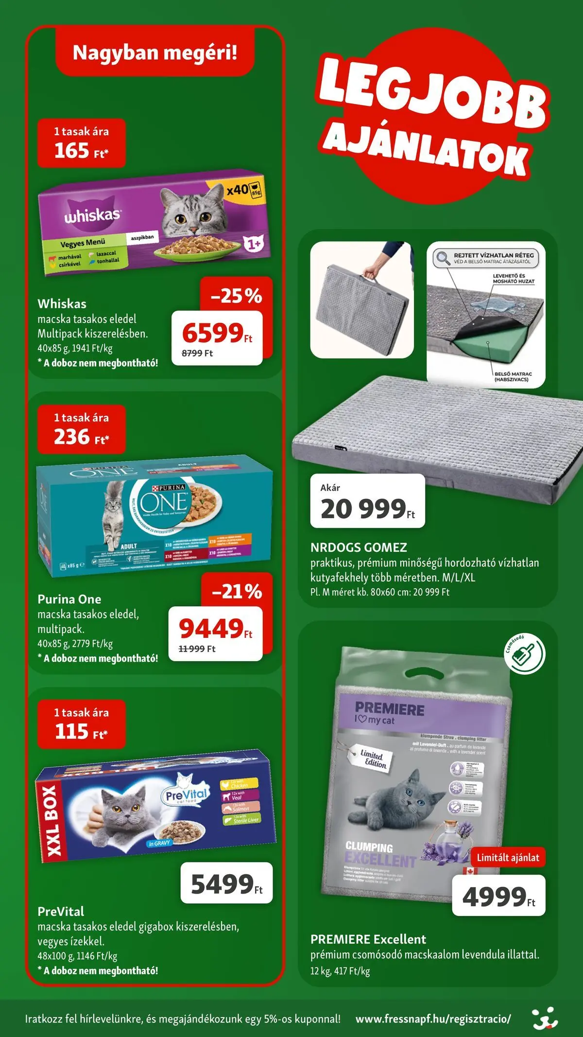 Fressnapf - Fressnapf újság érvényessége 2026.04.15-ig - 2026.04.05. -tól/töl > akció, lapozható szórólap 🛍️ | Oldal: 2 | Termékek: Macskaalom, Purina one, Matrac, Doboz