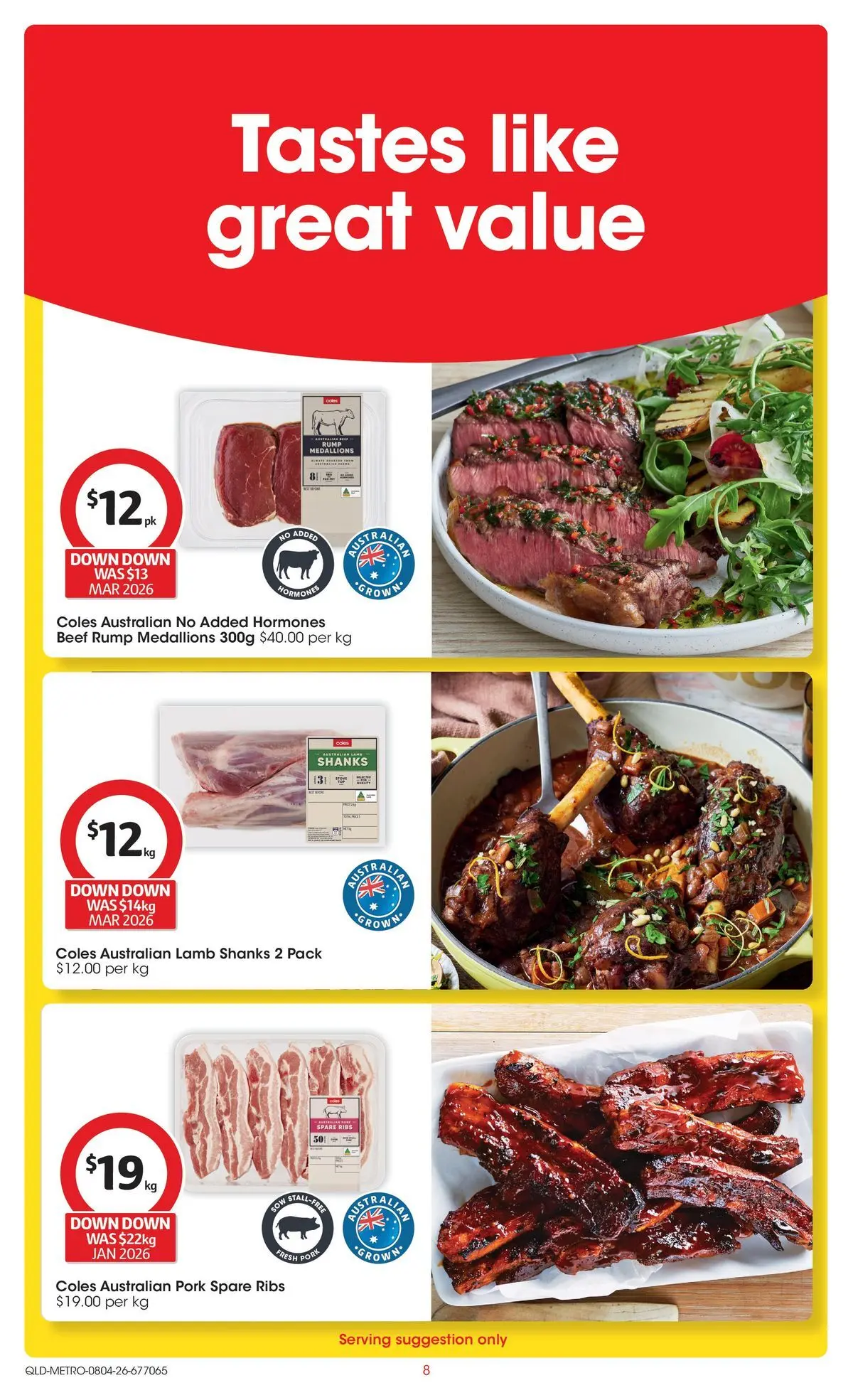 ﻿Coles catalogue valid from 08/04/2026 > Online Australia | Page: 8 | Products: Pork, Lamb, Beef