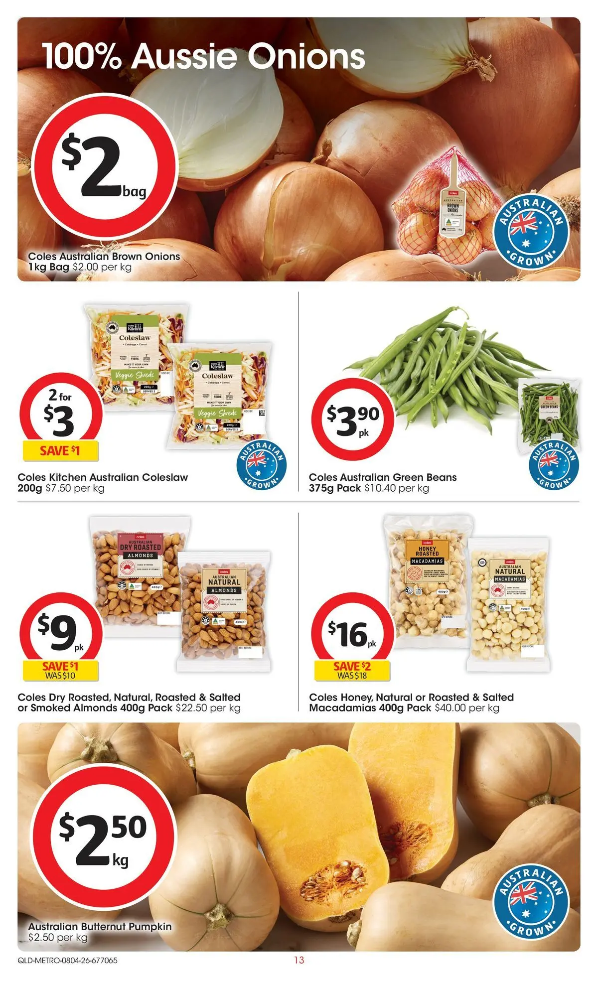 ﻿Coles catalogue valid from 08/04/2026 > Online Australia | Page: 13 | Products: Almonds, Honey, Pumpkin, Bag