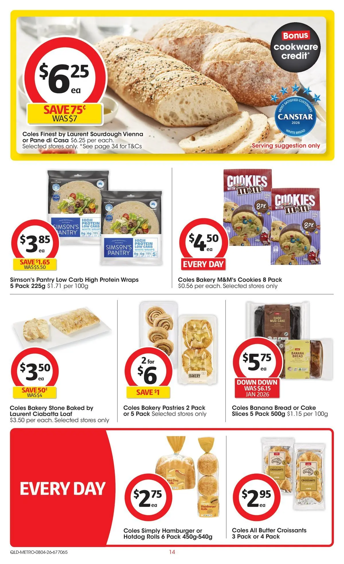 ﻿Coles catalogue valid from 08/04/2026 > Online Australia | Page: 14 | Products: Butter, Bread, Cookware, Bakery