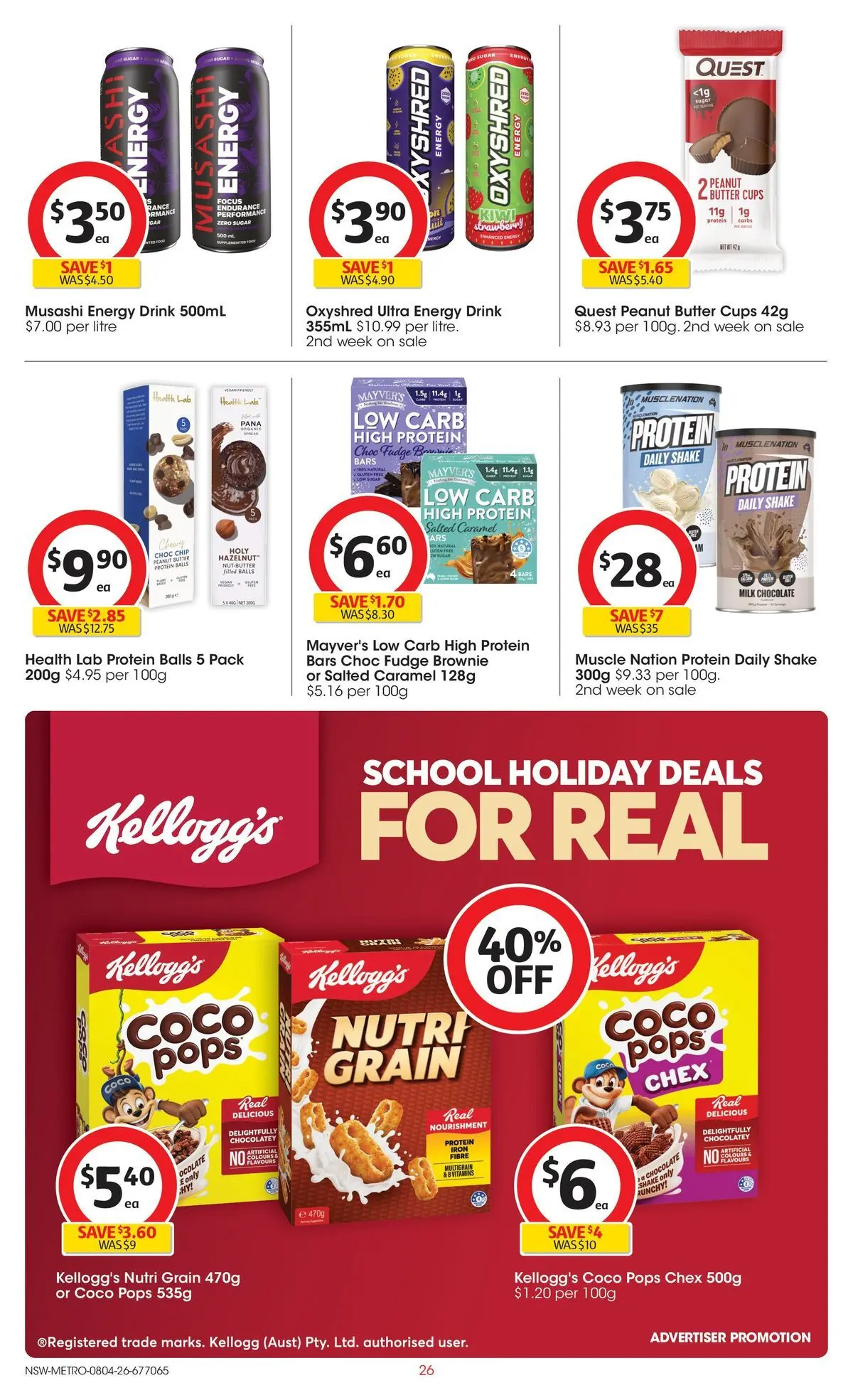 Deals - Coles Catalogue - 8th April - 07/04/2026 > weekly / monthly specials | Page: 26 | Products: Cups, Milk, Energy drink, Sugar