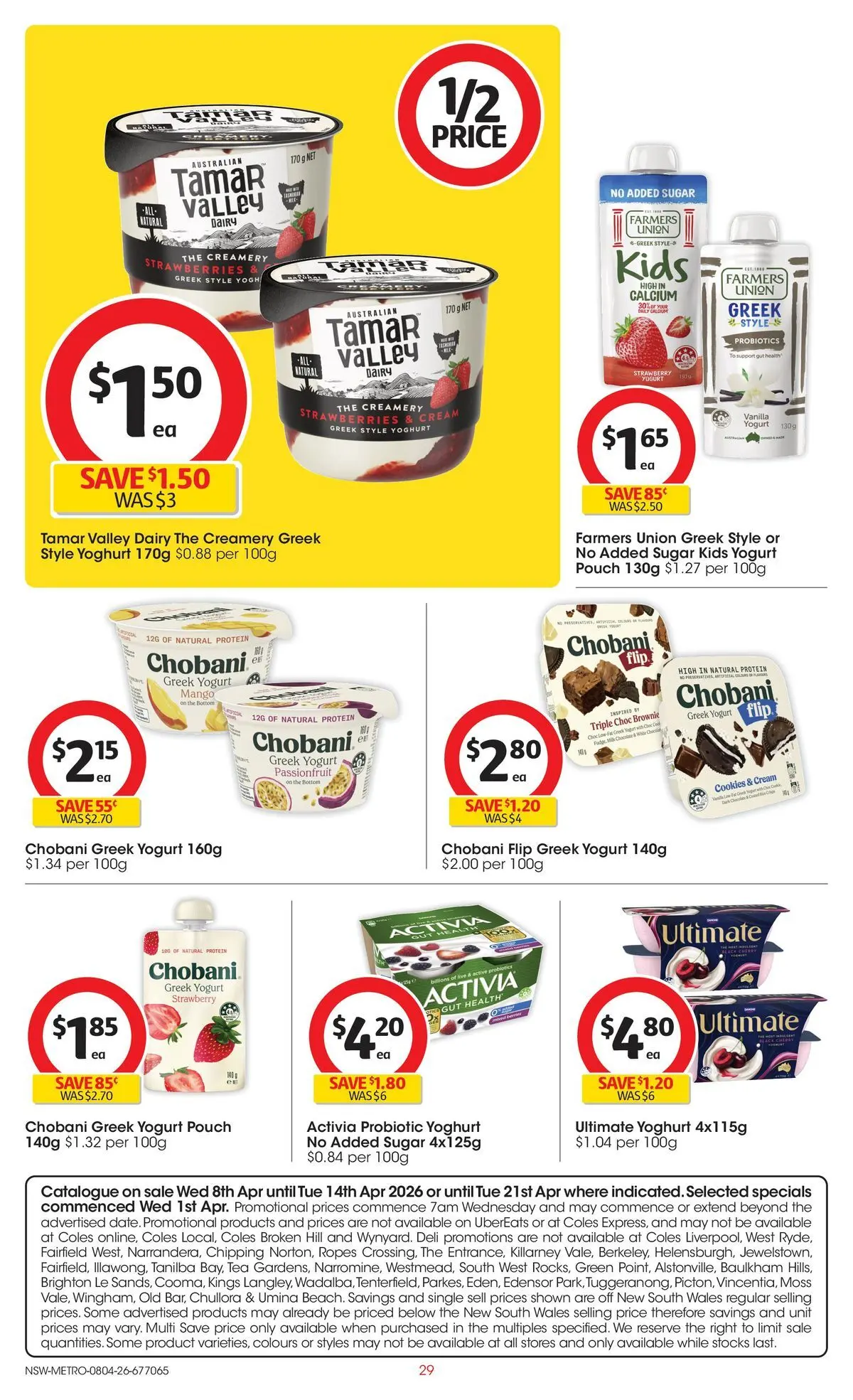 Deals - Coles Catalogue - 8th April - 07/04/2026 > weekly / monthly specials | Page: 29 | Products: Dairy, Yoghurt, Strawberries, Cream