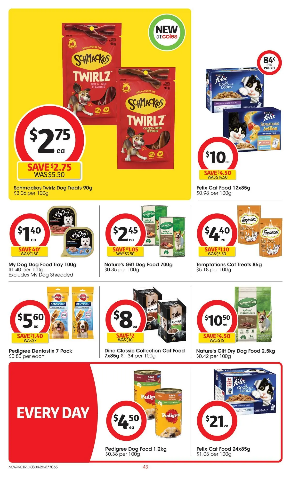 Deals - Coles Catalogue - 8th April - 07/04/2026 > weekly / monthly specials | Page: 43 | Products: Chicken, Fish, Dog food, Salmon
