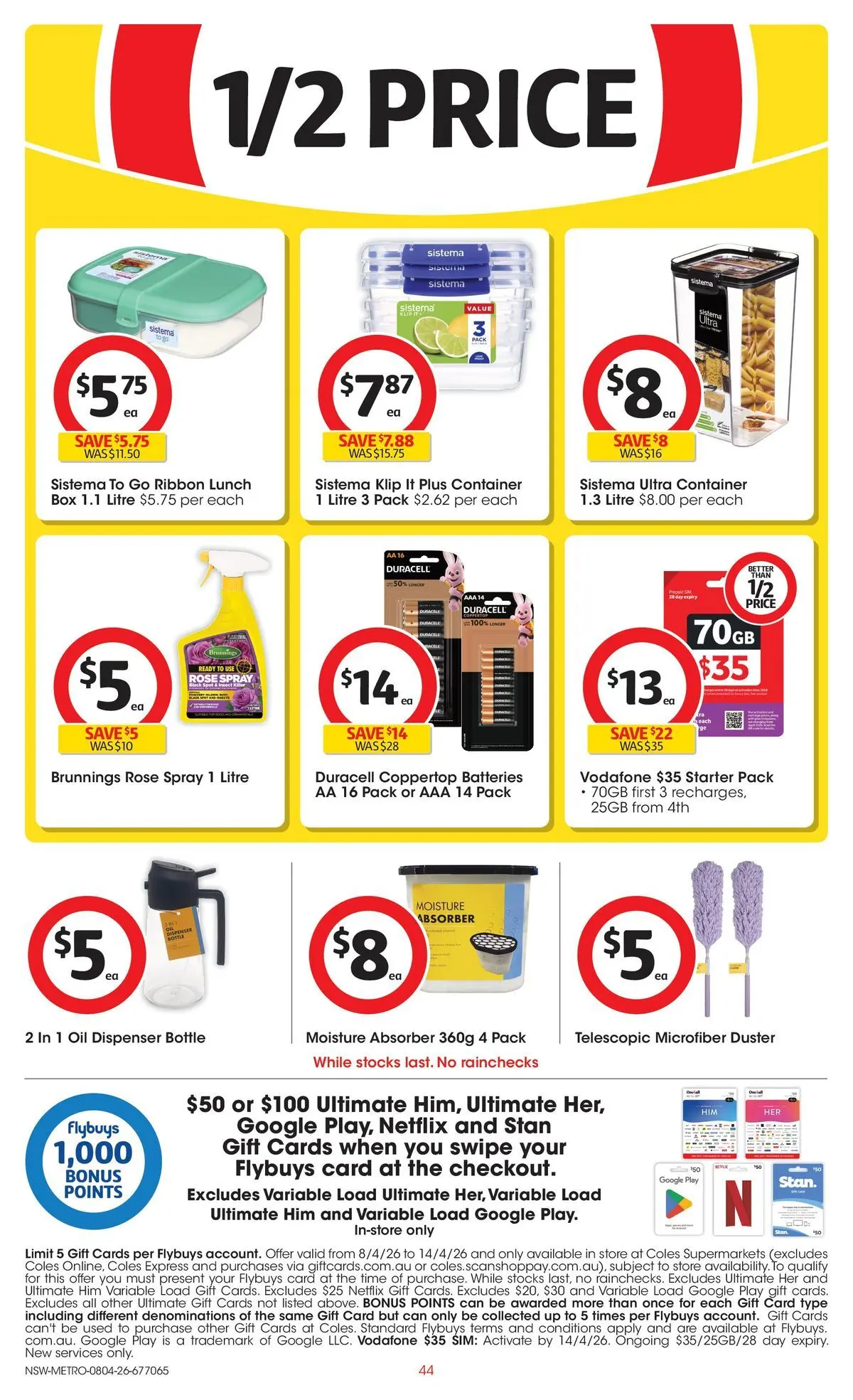 Deals - Coles Catalogue - 8th April - 07/04/2026 > weekly / monthly specials | Page: 44 | Products: Box, Oil, Batteries