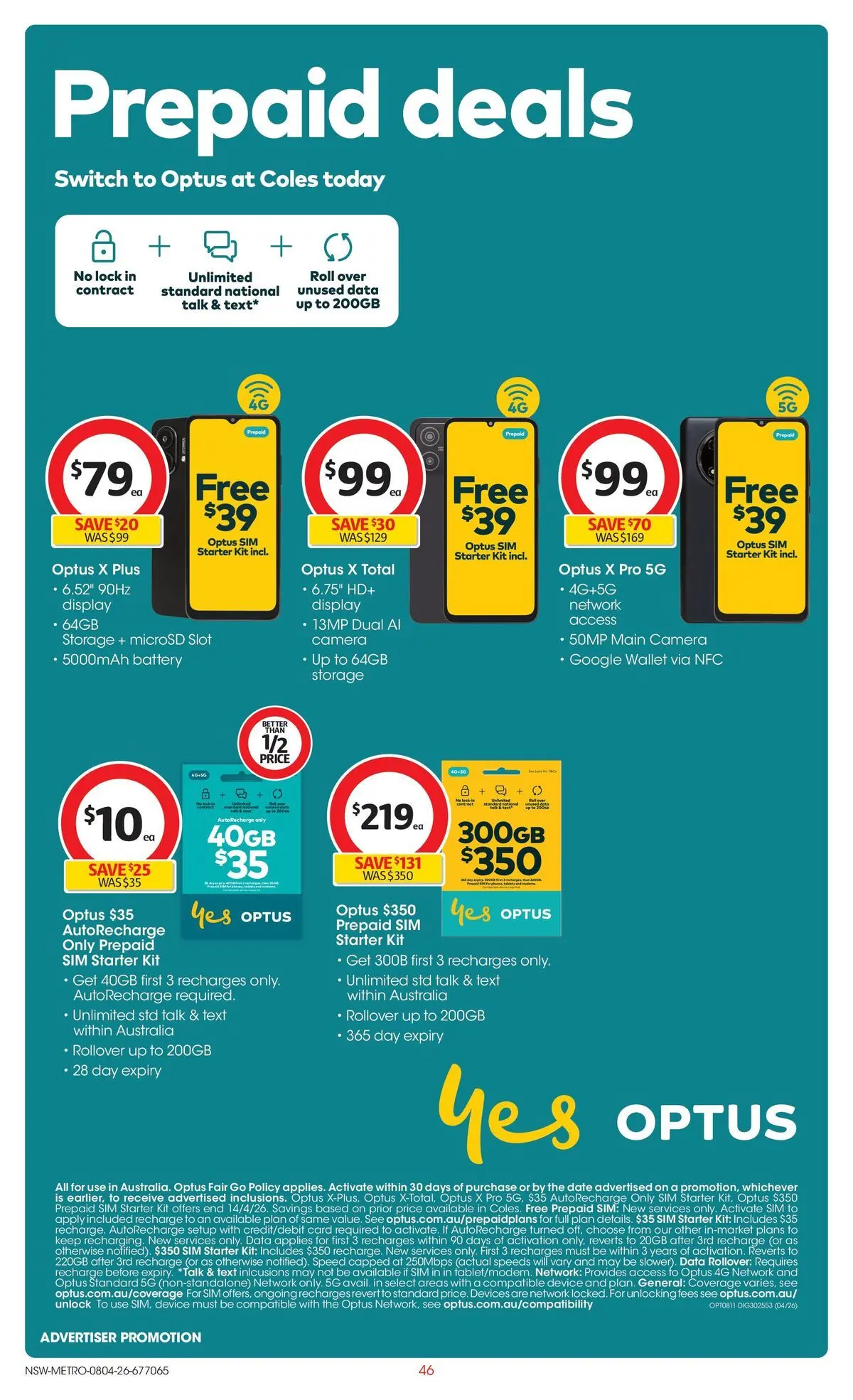 Deals - Coles Catalogue - 8th April - 07/04/2026 > weekly / monthly specials | Page: 46 | Products: Battery, Wallet, Date, Device