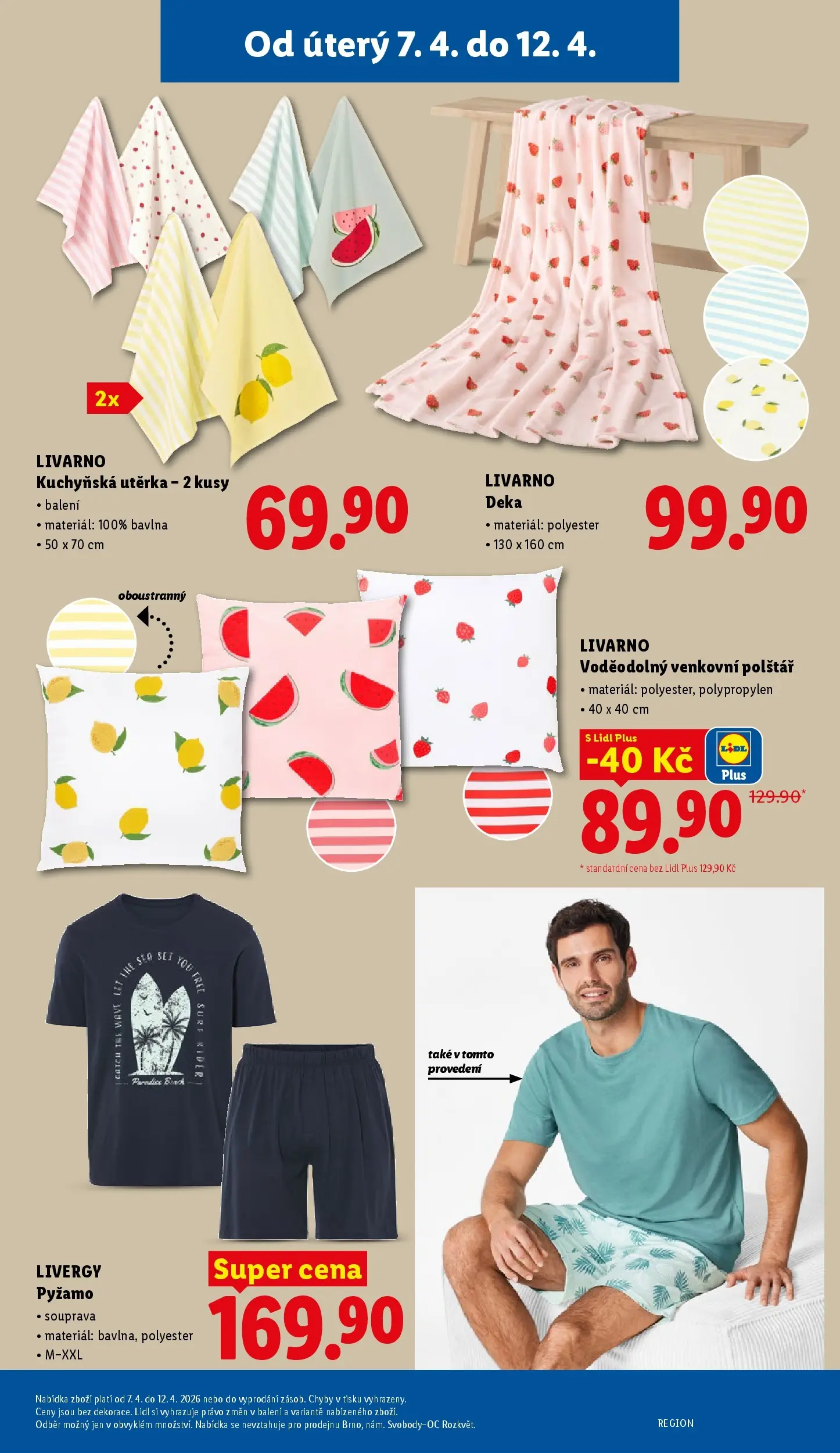 Lidl leták od 06.04.2026 - Nový akční leták | Strana: 27 | Produkty: Pyžamo, Deka, Polštář, Utěrka