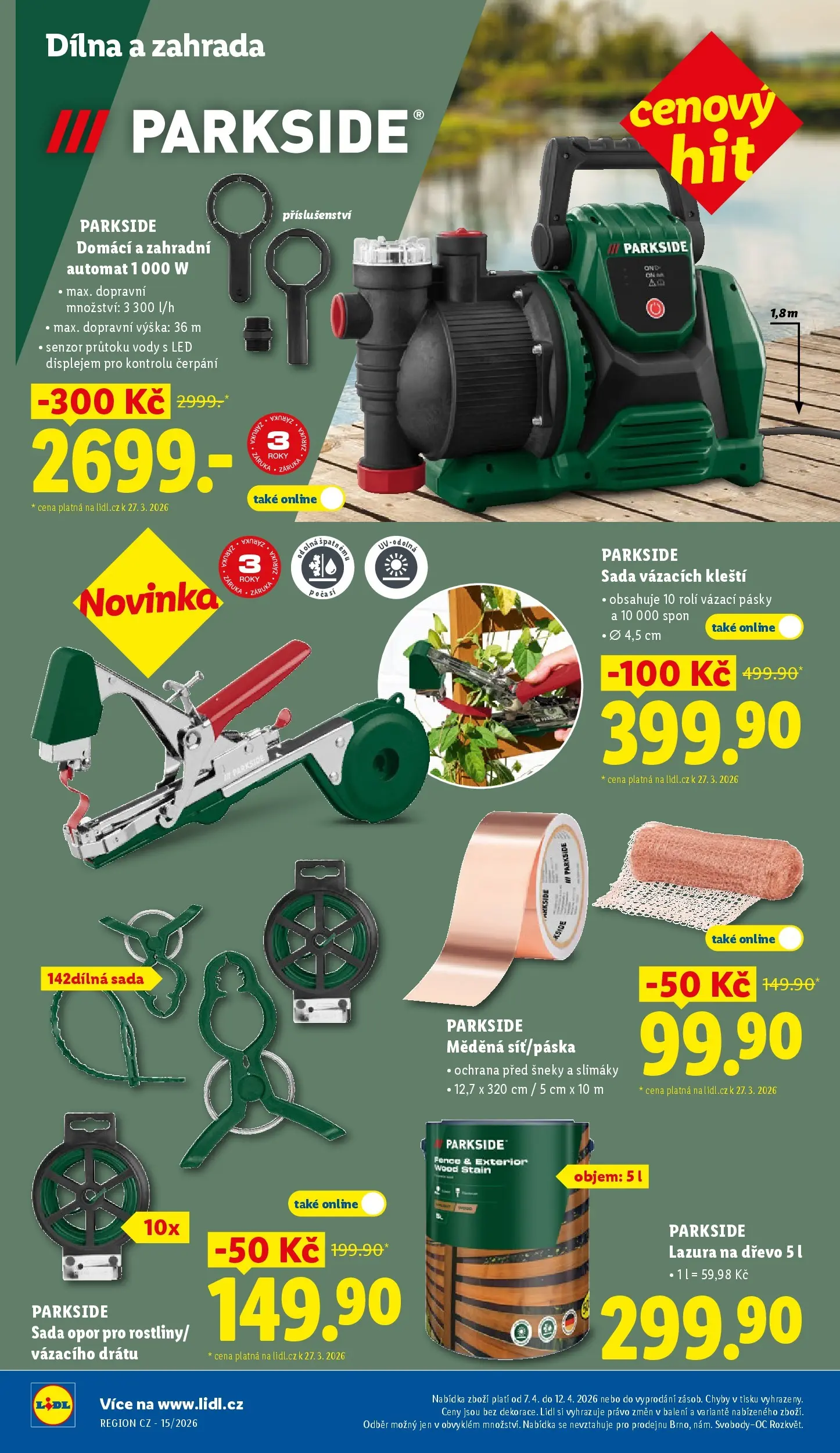Lidl leták od 06.04.2026 - Nový akční leták | Strana: 30 | Produkty: Parkside, Zahrada, Lazura na dřevo, LED