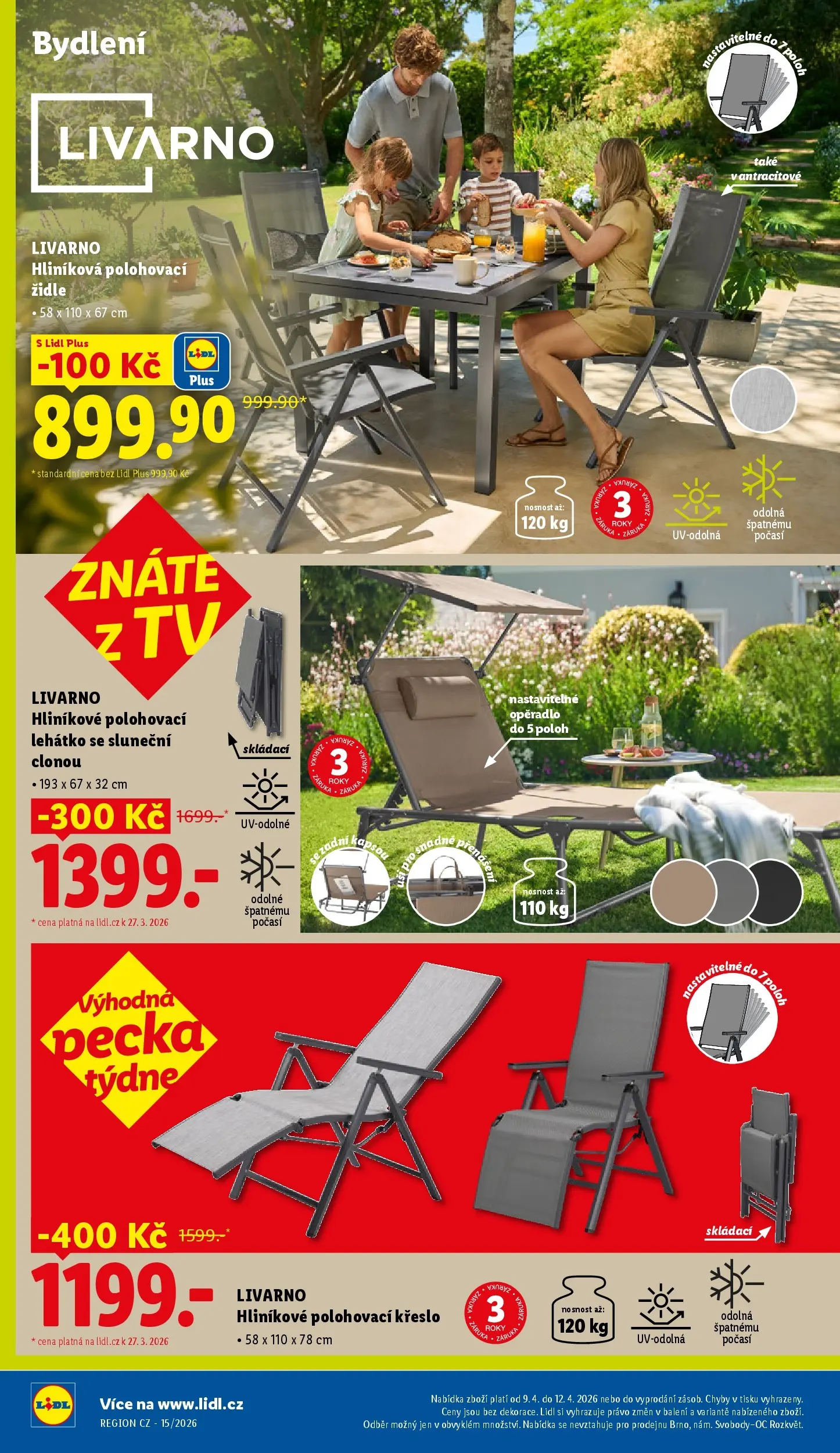 Lidl leták od 06.04.2026 - Nový akční leták | Strana: 12 | Produkty: Tv, Křeslo, Lehátko, Židle