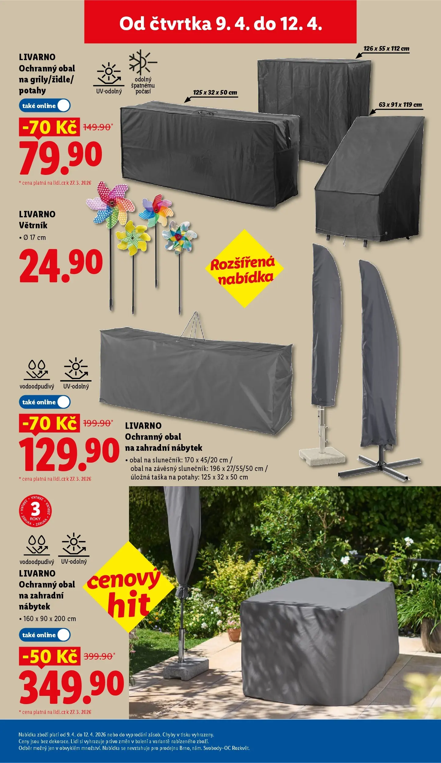 Lidl leták od 06.04.2026 - Nový akční leták | Strana: 15 | Produkty: Obal na zahradní nábytek, Větrník, Nábytek, Slunečník