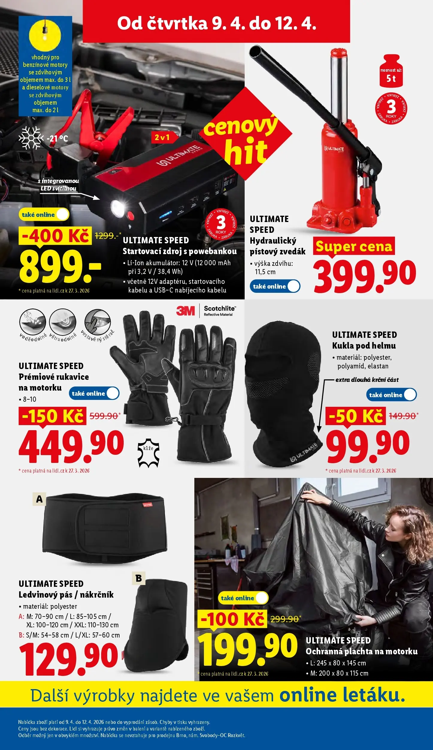 Lidl leták od 06.04.2026 - Nový akční leták | Strana: 21 | Produkty: Rukavice, Ledvinový pás, Startovací zdroj, LED