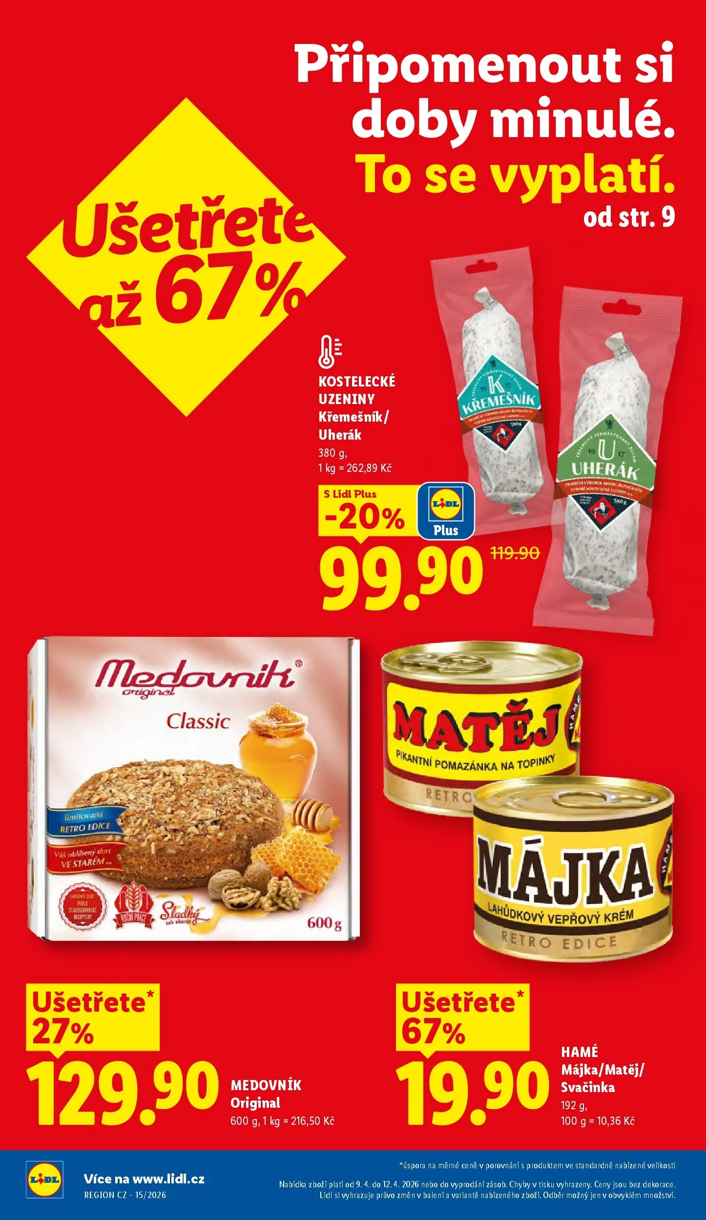Lidl leták od 08.04.2026 - Nový akční leták | Strana: 2 | Produkty: Krém, Medovník, Uzeniny, Dort