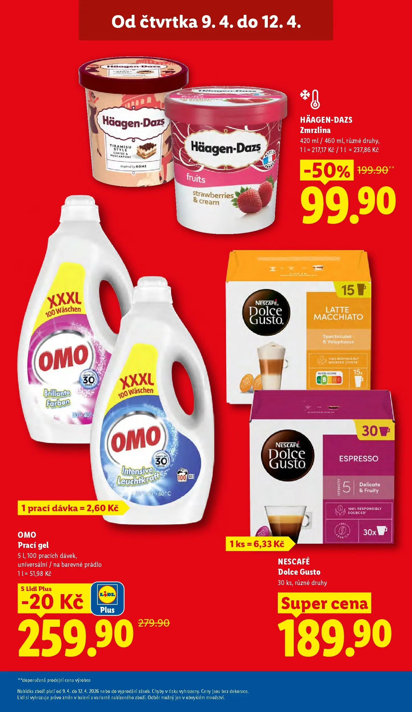 Lidl leták od 08.04.2026 - Nový akční leták | Strana: 3 | Produkty: Prací gel, Nescafé Dolce Gusto, Zmrzlina, Nescafé