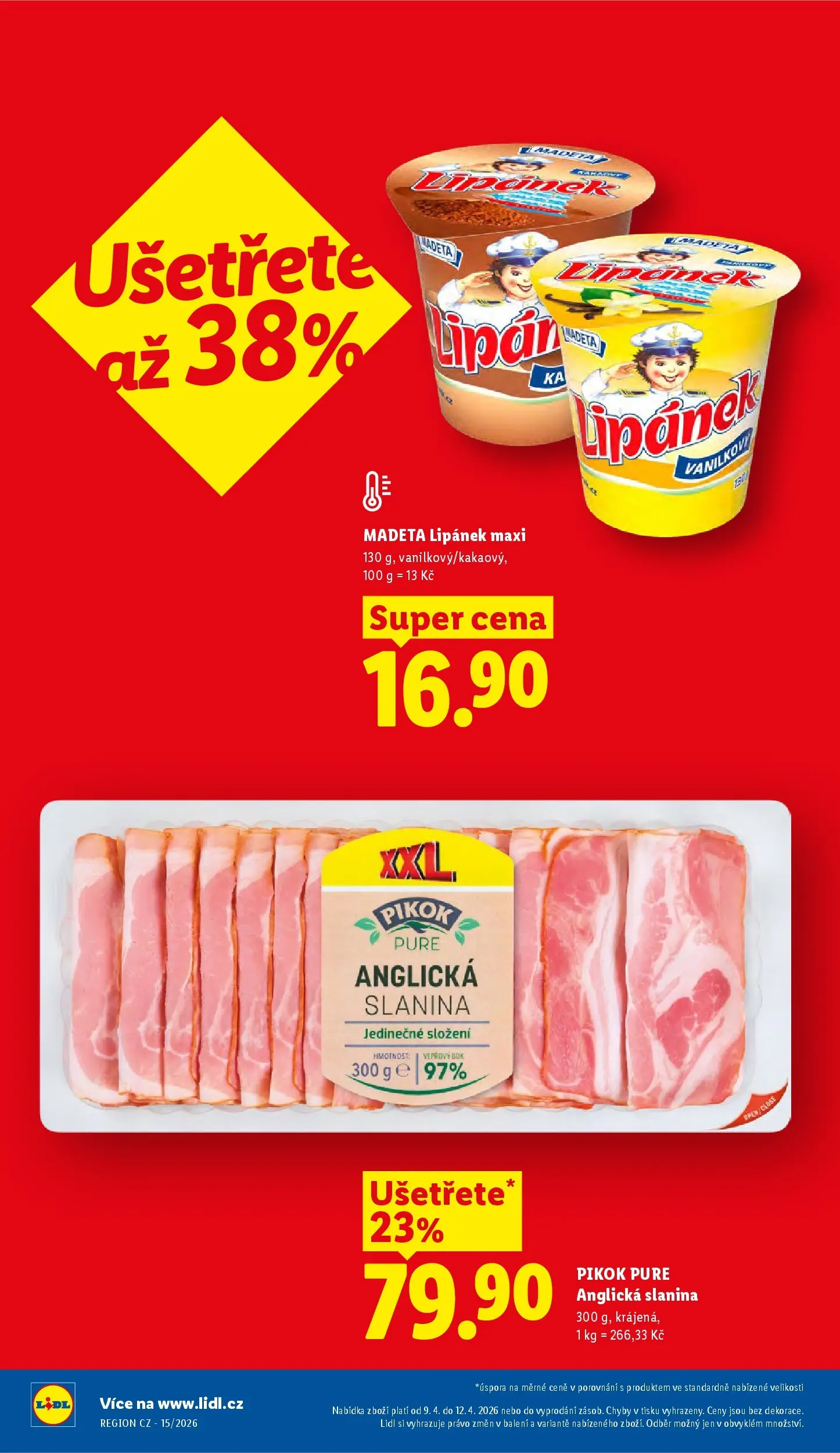 Lidl leták od 08.04.2026 - Nový akční leták | Strana: 4 | Produkty: Vepřový bok, Anglická slanina, Slanina, Pikok
