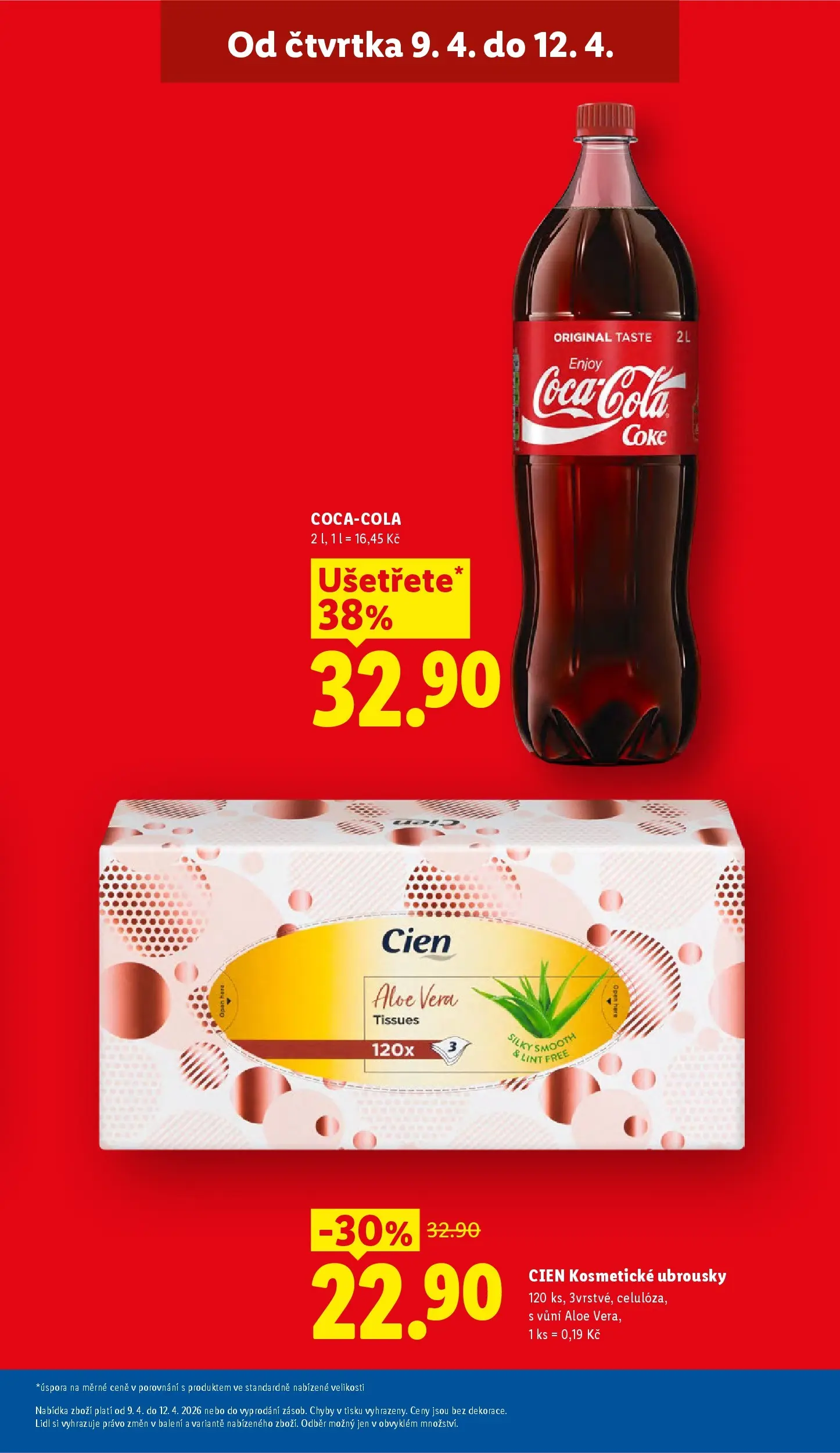 Lidl leták od 08.04.2026 - Nový akční leták | Strana: 5 | Produkty: Cien, Ubrousky, Aloe vera, Cola