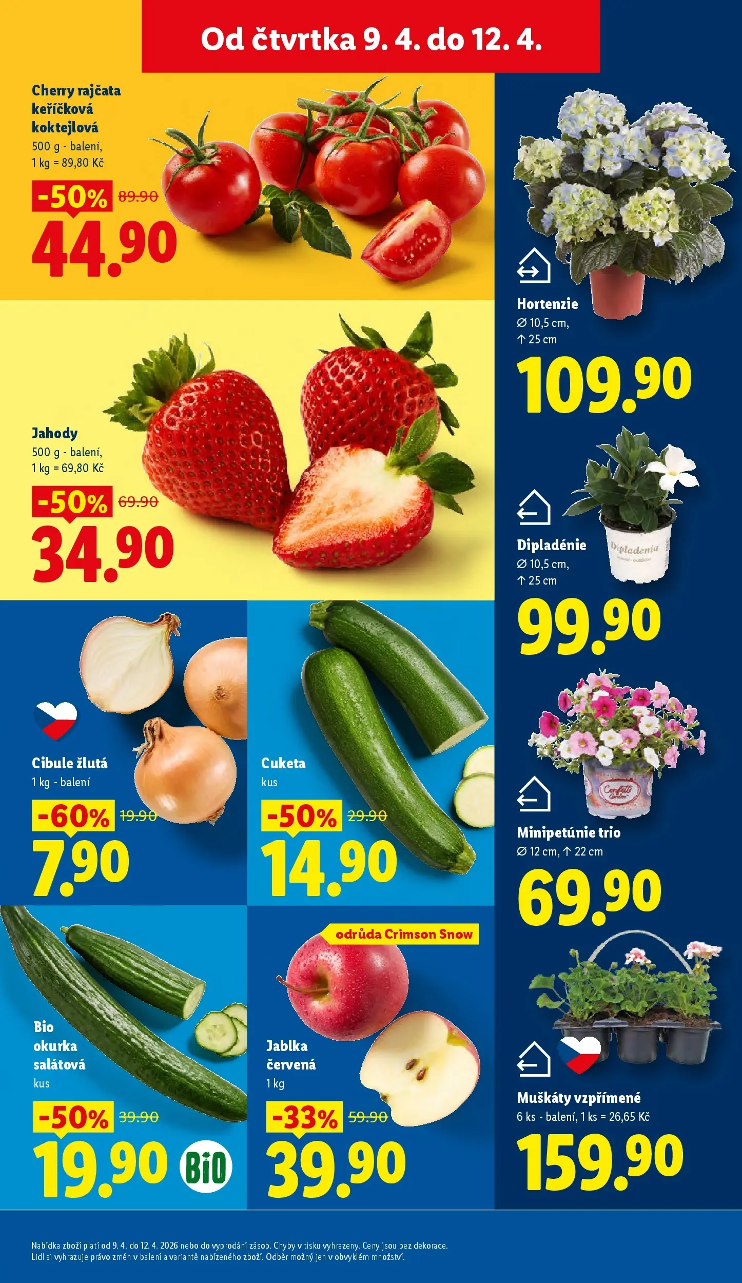 Lidl leták od 08.04.2026 - Nový akční leták | Strana: 9 | Produkty: Jablka, Cherry rajčata, Cuketa, Cibule