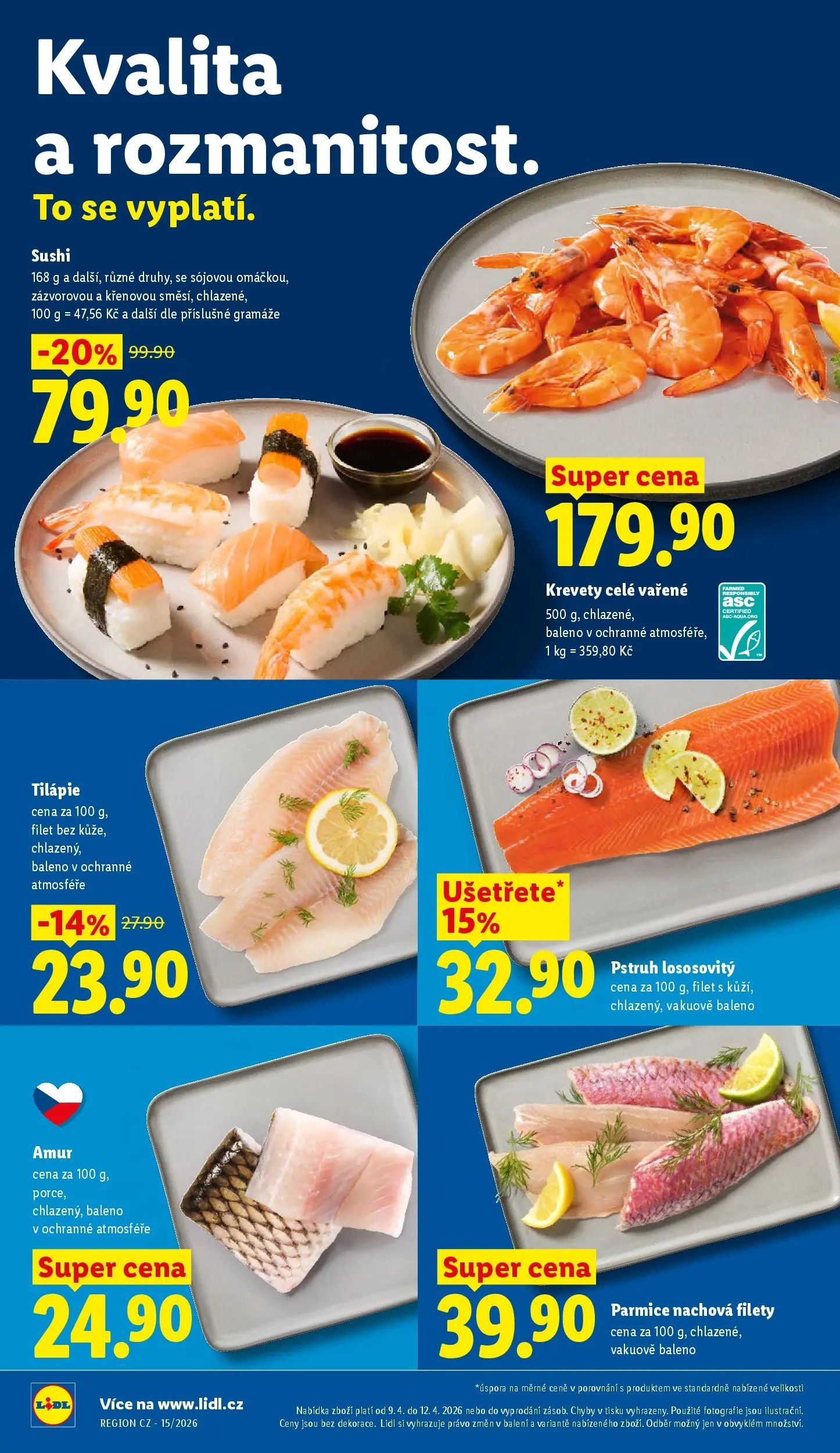 Lidl leták od 08.04.2026 - Nový akční leták | Strana: 10 | Produkty: Tilapie, Pstruh, Filet, Krevety