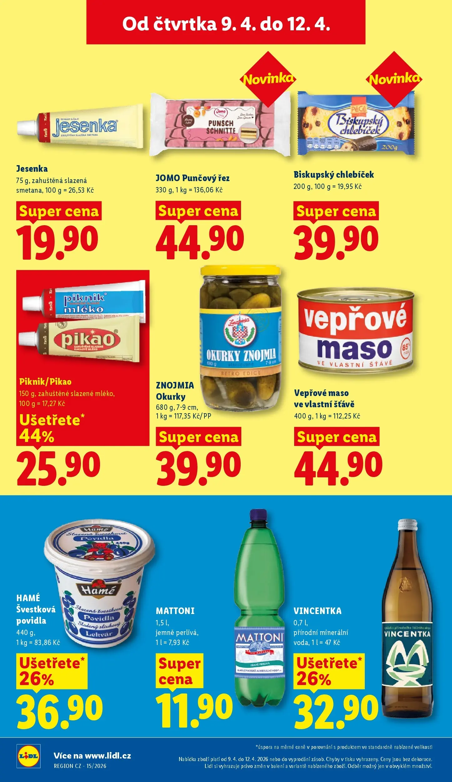 Lidl leták od 08.04.2026 - Nový akční leták | Strana: 16 | Produkty: Mattoni, Mléko, Vepřové maso ve vlastní šťávě, Vincentka