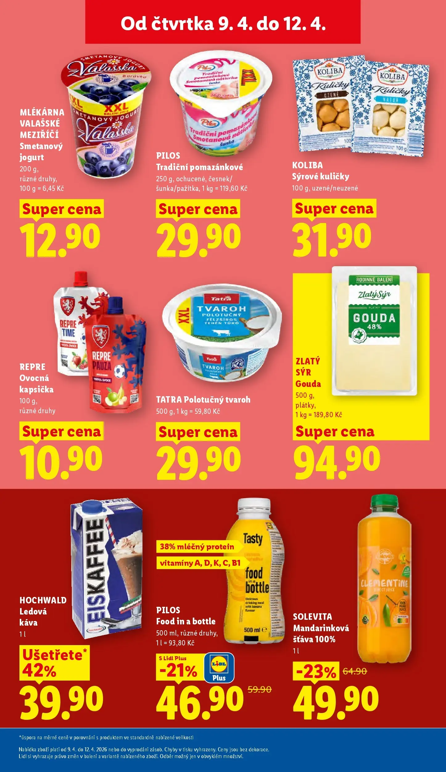 Lidl leták od 08.04.2026 - Nový akční leták | Strana: 19 | Produkty: Sýr Gouda, Smetanový jogurt, Šunka, Tvaroh