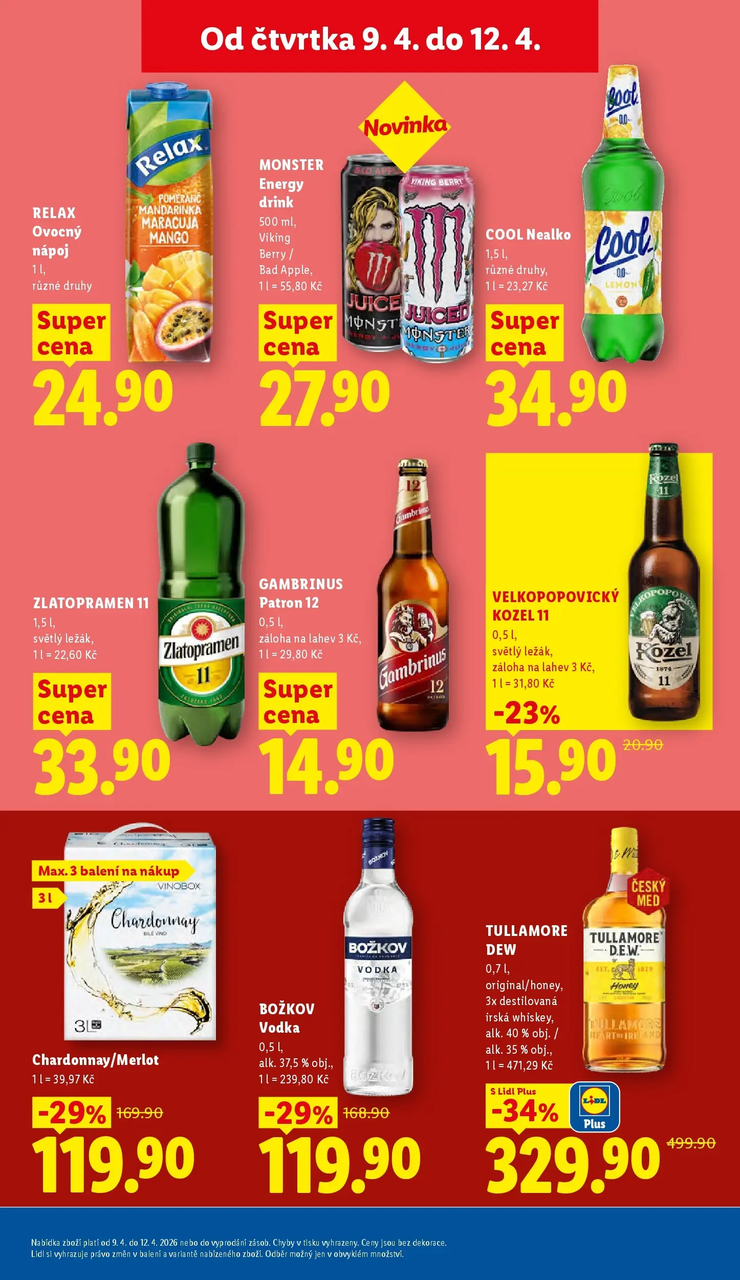 Lidl leták od 08.04.2026 - Nový akční leták | Strana: 25 | Produkty: Vodka, Velkopopovický Kozel 11, Kozel 11, Gambrinus