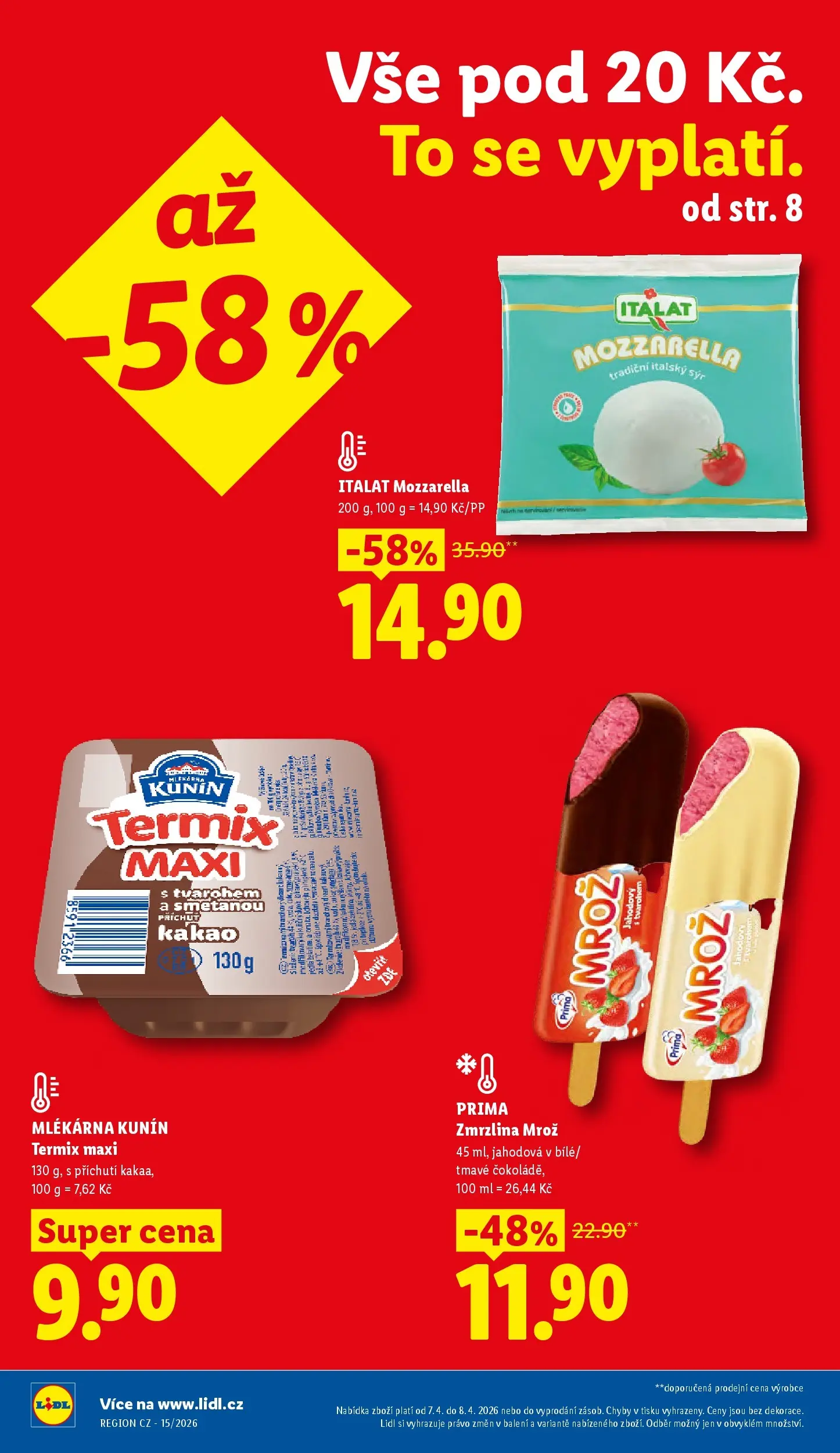 Lidl leták od 06.04.2026 - Nový akční leták | Strana: 2 | Produkty: Sýr, Zmrzlina, Kakao, Mozzarella