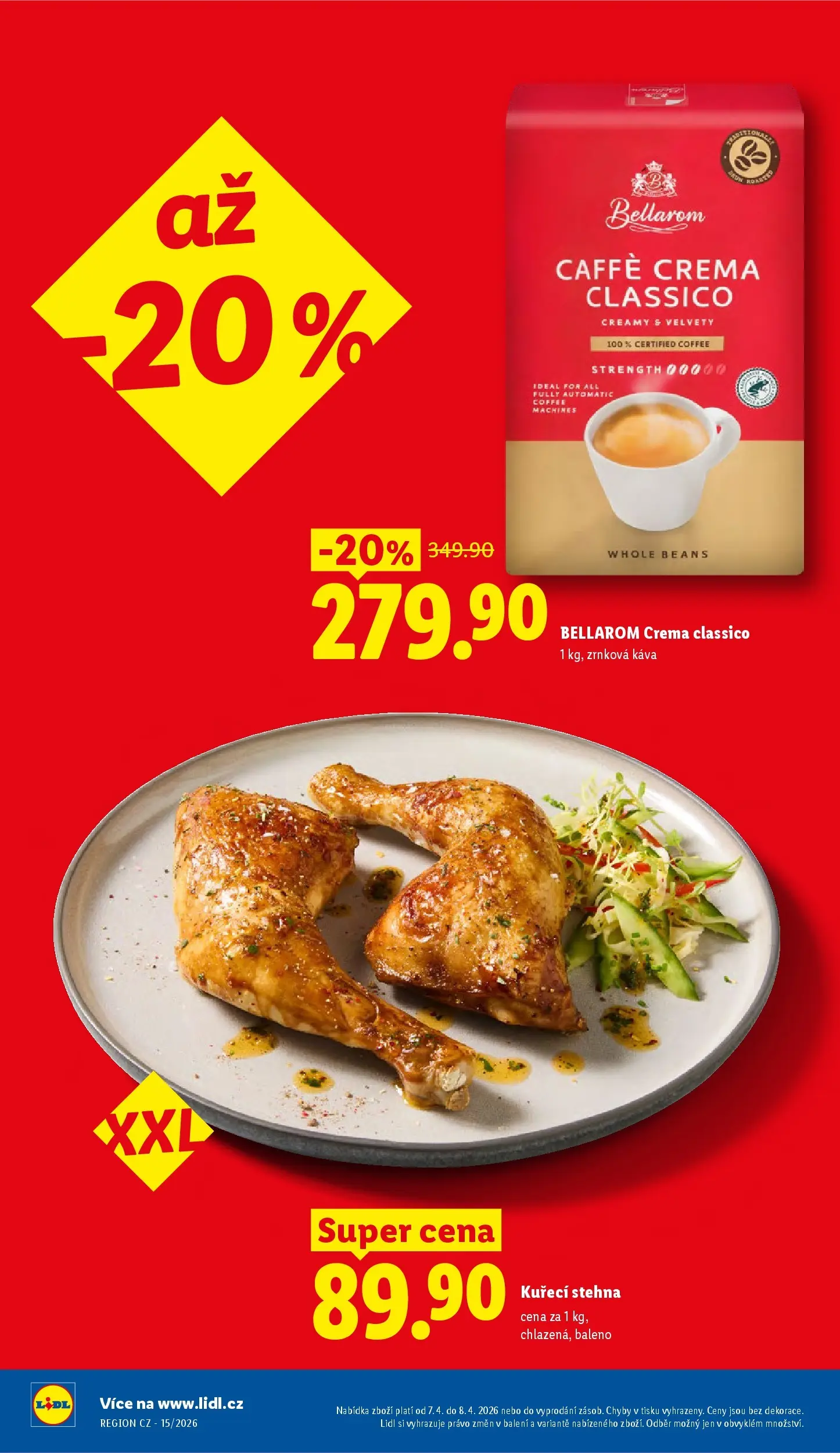 Lidl leták od 06.04.2026 - Nový akční leták | Strana: 4 | Produkty: Káva, Caffè crema, Zrnková káva, Kuřecí stehna
