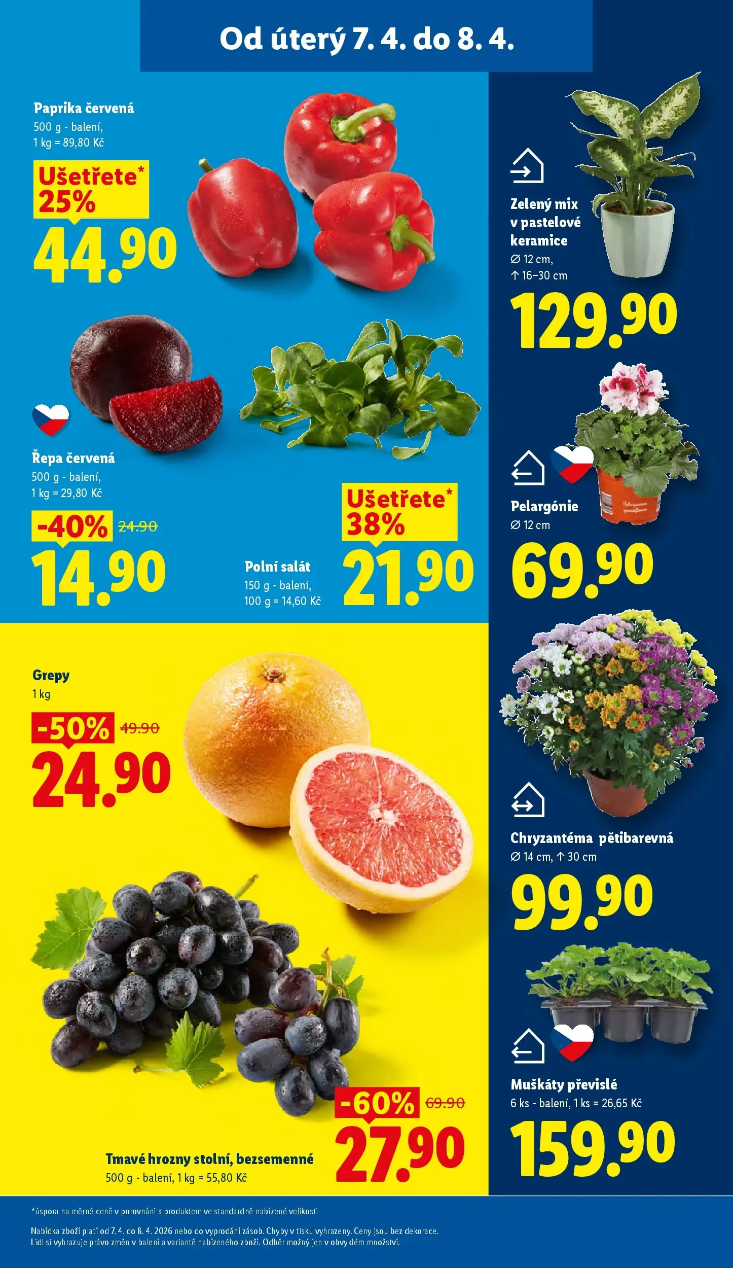 Lidl leták od 06.04.2026 - Nový akční leták | Strana: 9 | Produkty: Muškáty, Salát, Paprika, Hrozny