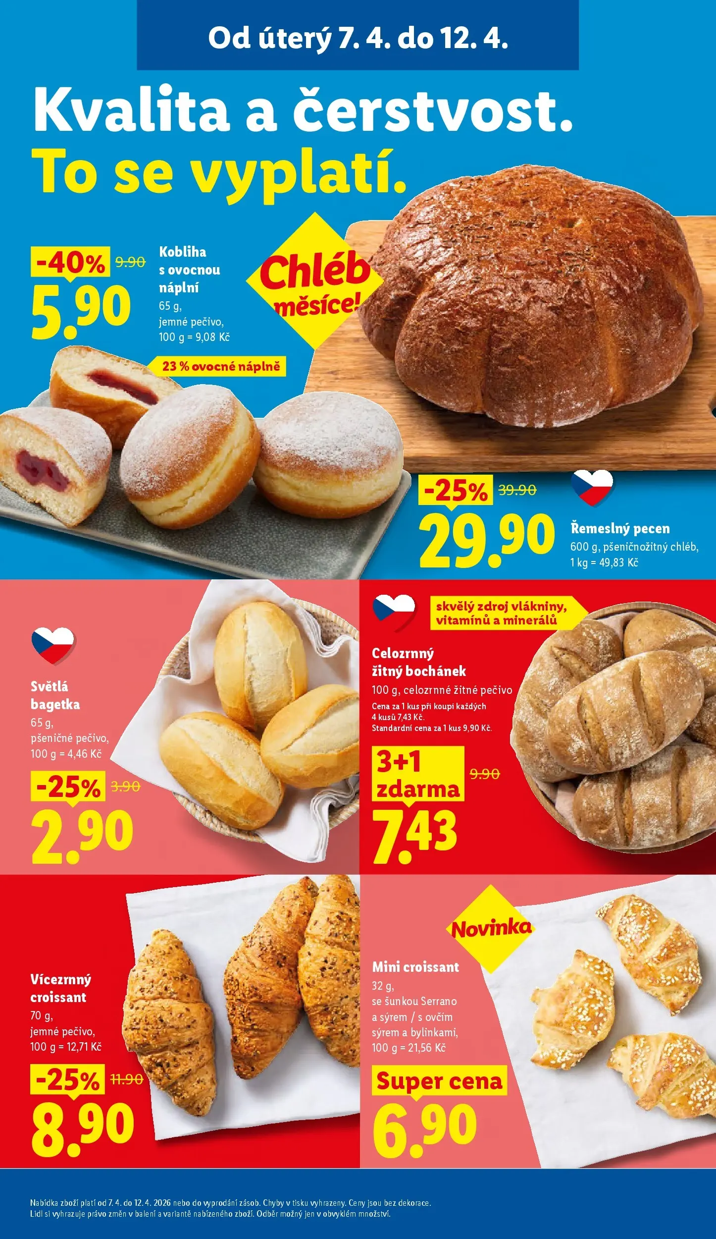 Lidl leták od 06.04.2026 - Nový akční leták | Strana: 11 | Produkty: Donut, Chléb, Croissant, Žitné pečivo