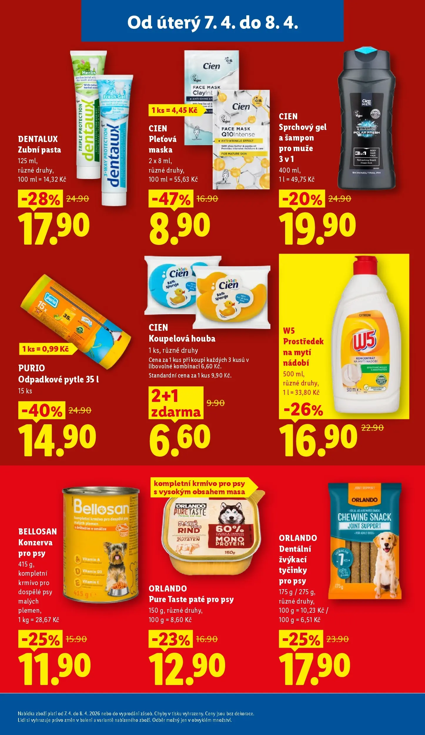 Lidl leták od 06.04.2026 - Nový akční leták | Strana: 17 | Produkty: Sprchový gel, Zubní pasta, Konzerva pro psy, Maska
