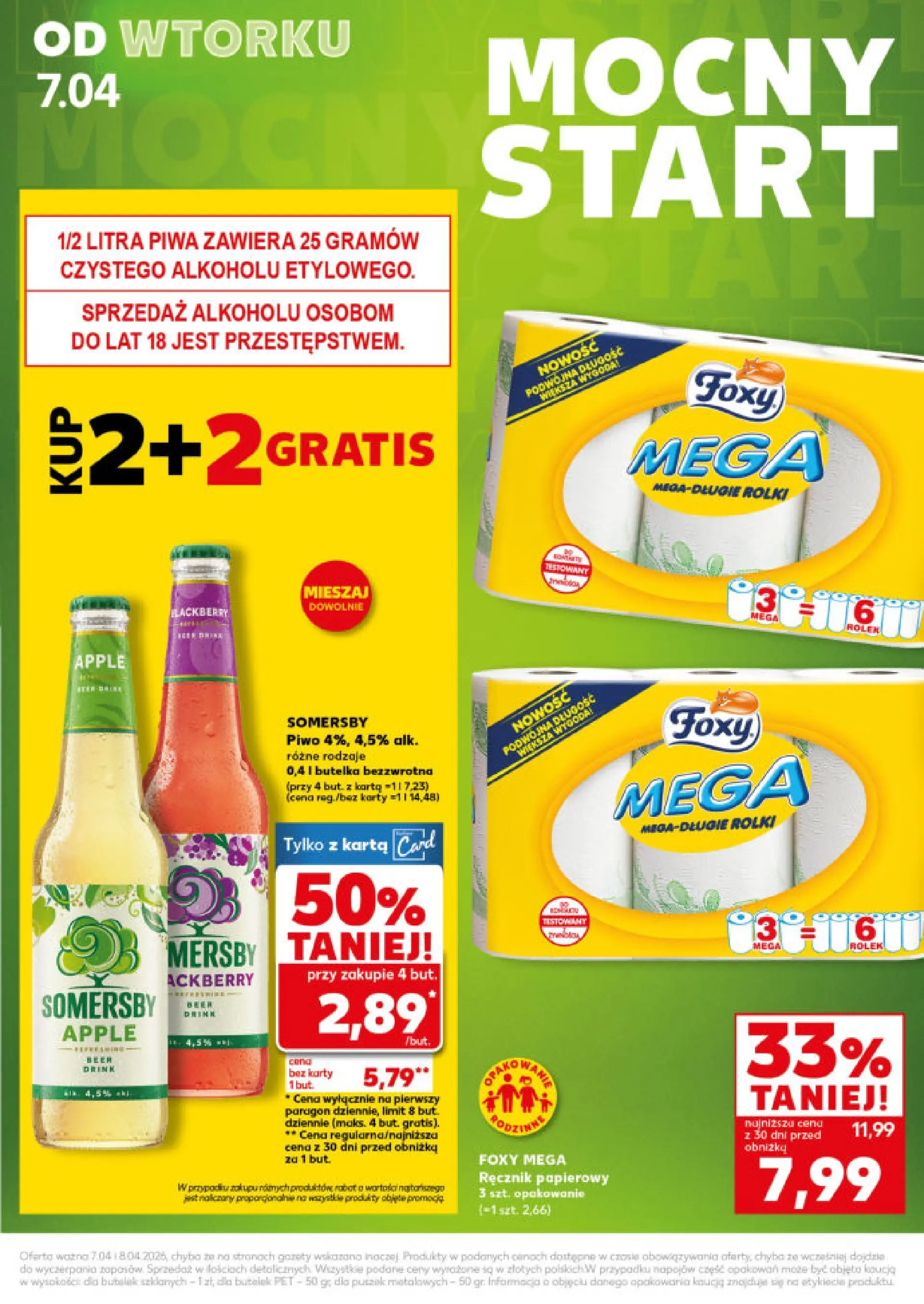 Kaufland - Kaufland Mocny Start ważne do 8.04 od 06.04.2026 - od jutra PDF | Strona: 3 | Produkty: Karta, Rolki, Piwo, Ręcznik papierowy