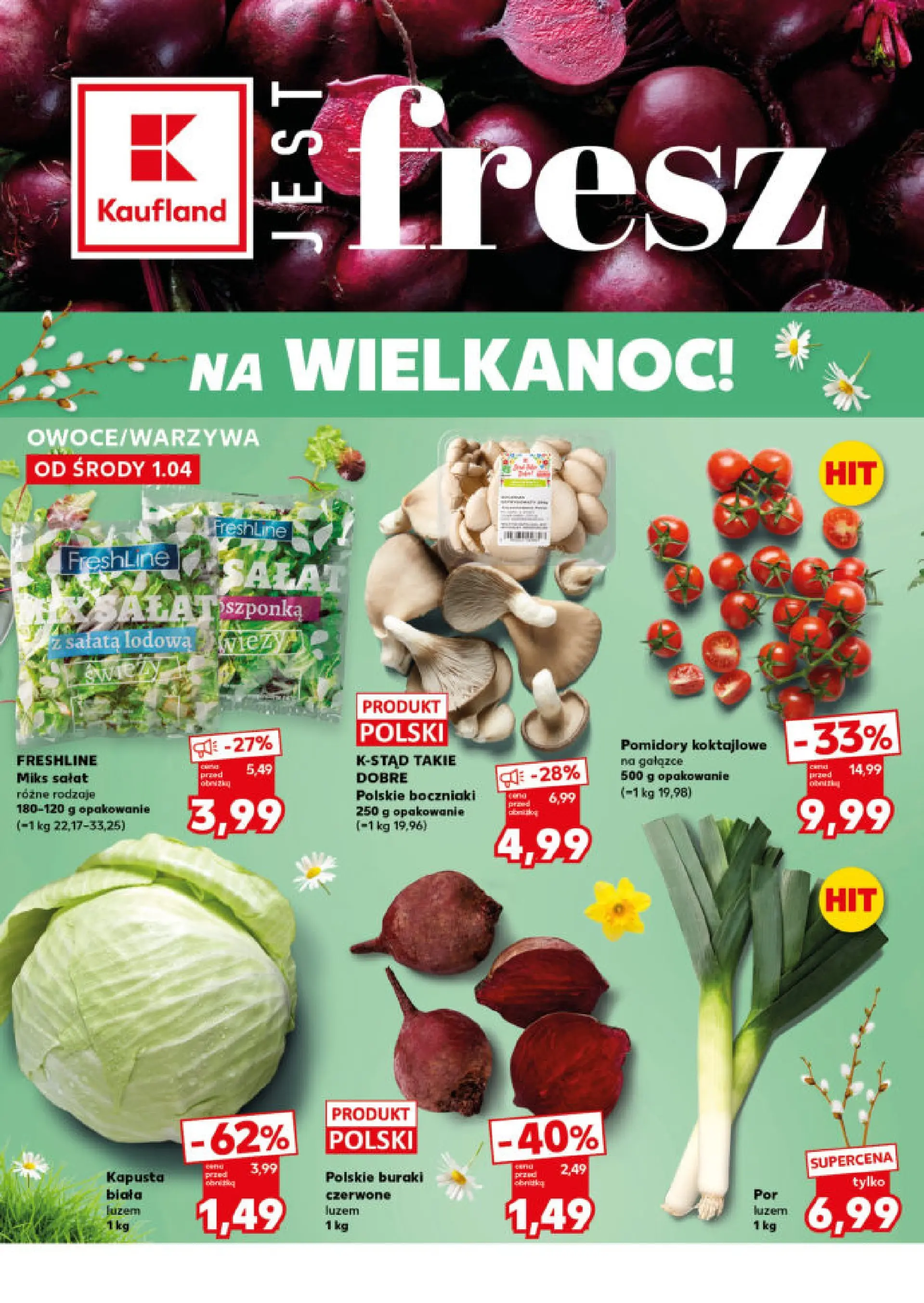 Kaufland - Kaufland Mocny Start ważne do 8.04 od 06.04.2026 - od jutra PDF | Strona: 14 | Produkty: Kapusta, Buraki, Boczniaki, Kapusta biała