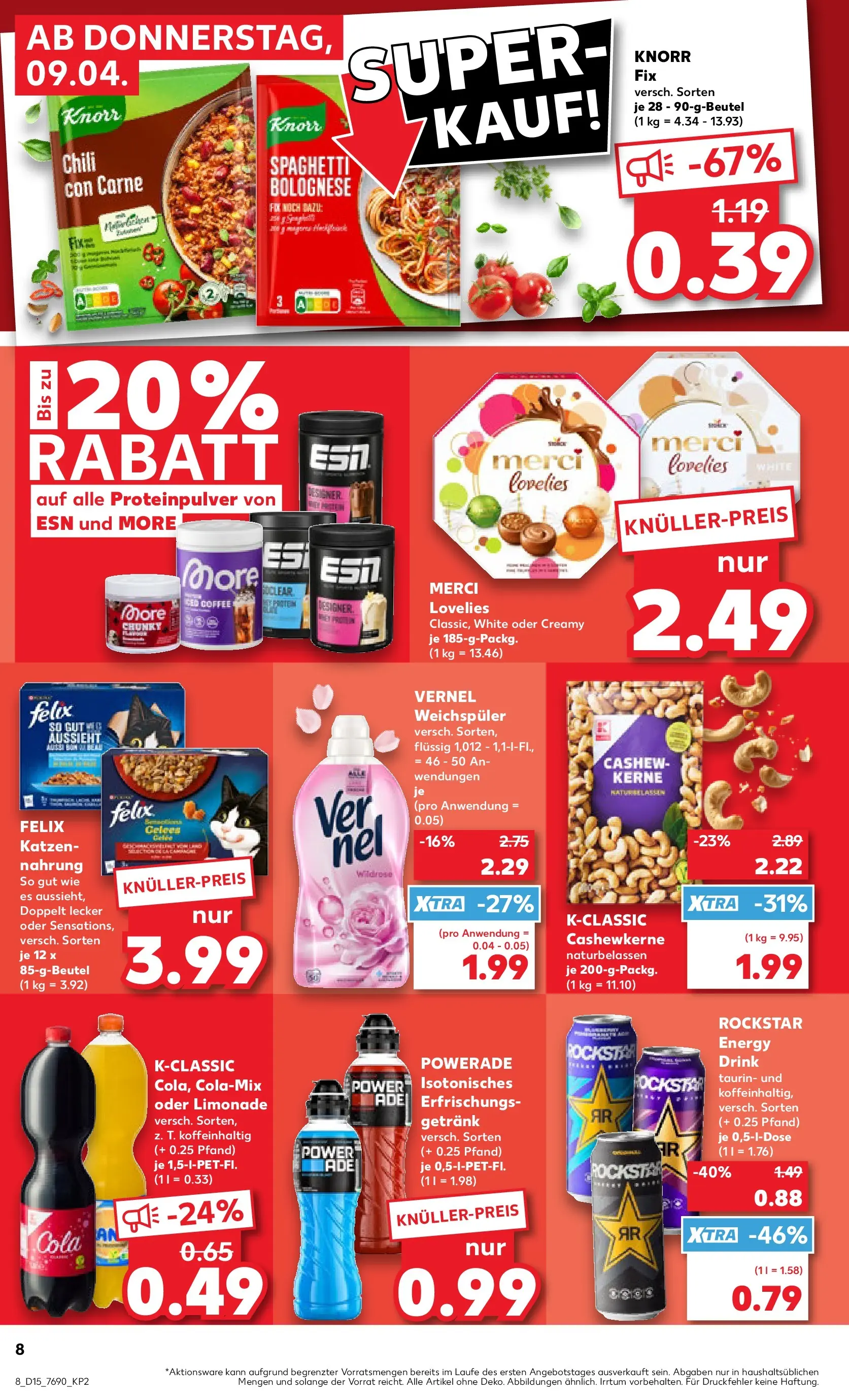 Prospekt Kaufland ab 06.04.2026 » Angebote und Werbung Online | Seite: 20 | Produkte: Merci, Limonade, Powerade, Vernel Prospekt Kaufland ab 06.04.2026 » Angebote Online zum Blättern | Seite: 20 | Produkte: Merci, Limonade, Powerade, Vernel