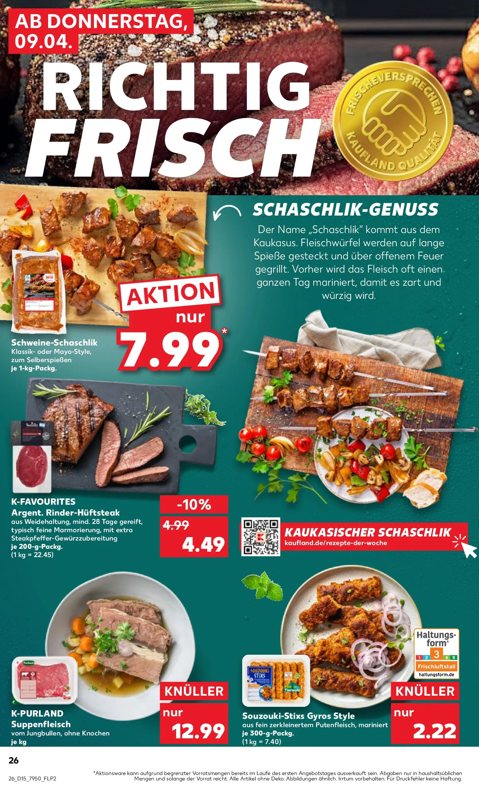 Prospekt Kaufland ab 06.04.2026 » Angebote Online zum Blättern | Seite: 38 | Produkte: Gyros, Suppenfleisch, Steak, Fleisch